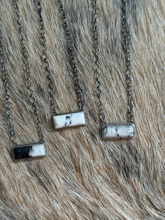 White Buffalo Bar Necklace