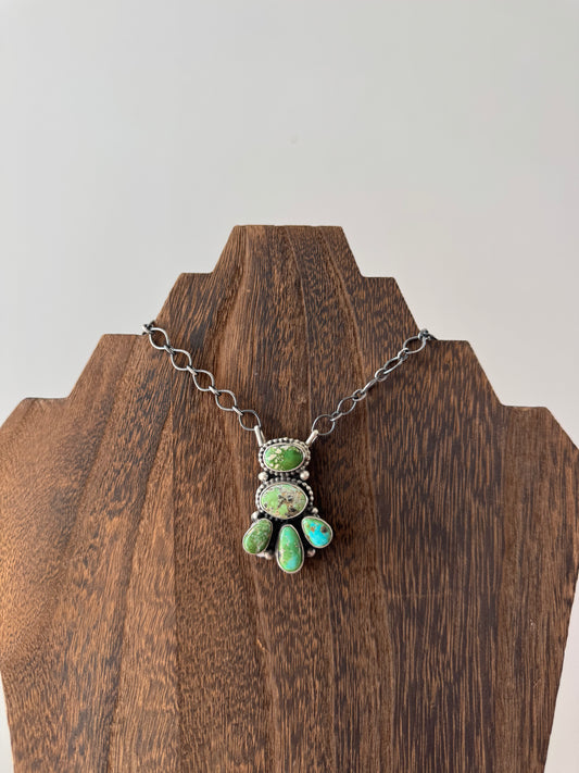 Sonoran Gold Turquoise Cluster Necklace