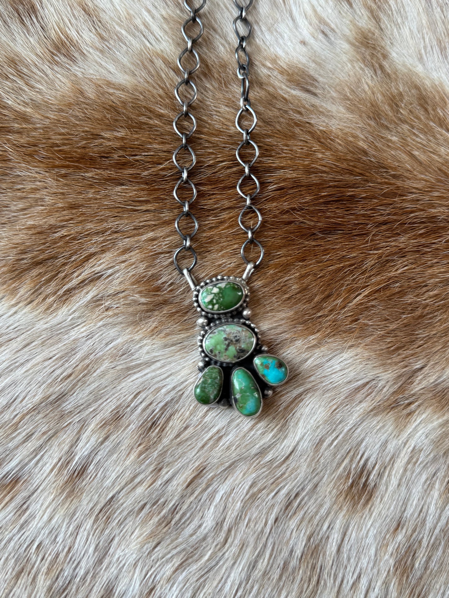 Sonoran Gold Turquoise Cluster Necklace