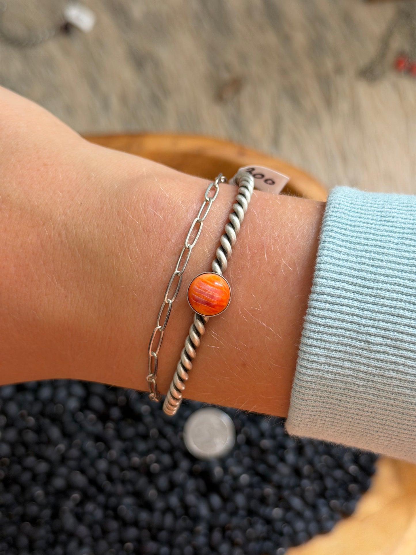 Orange Spiny Stacker Cuff
