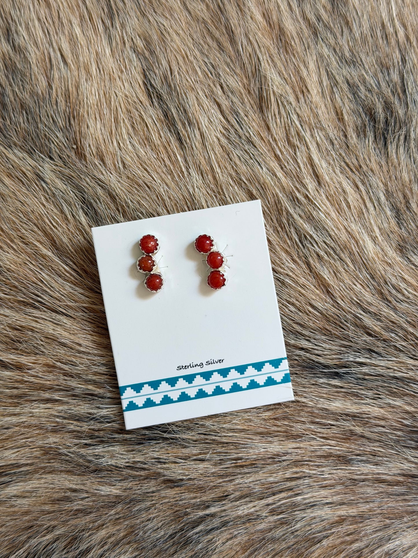 Red Coral Cluster Earrings