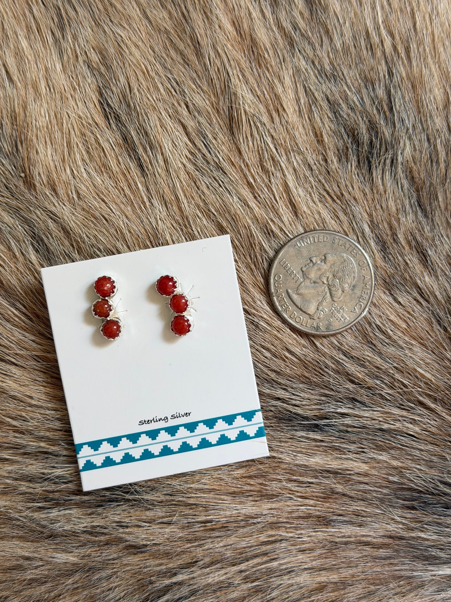 Red Coral Cluster Earrings