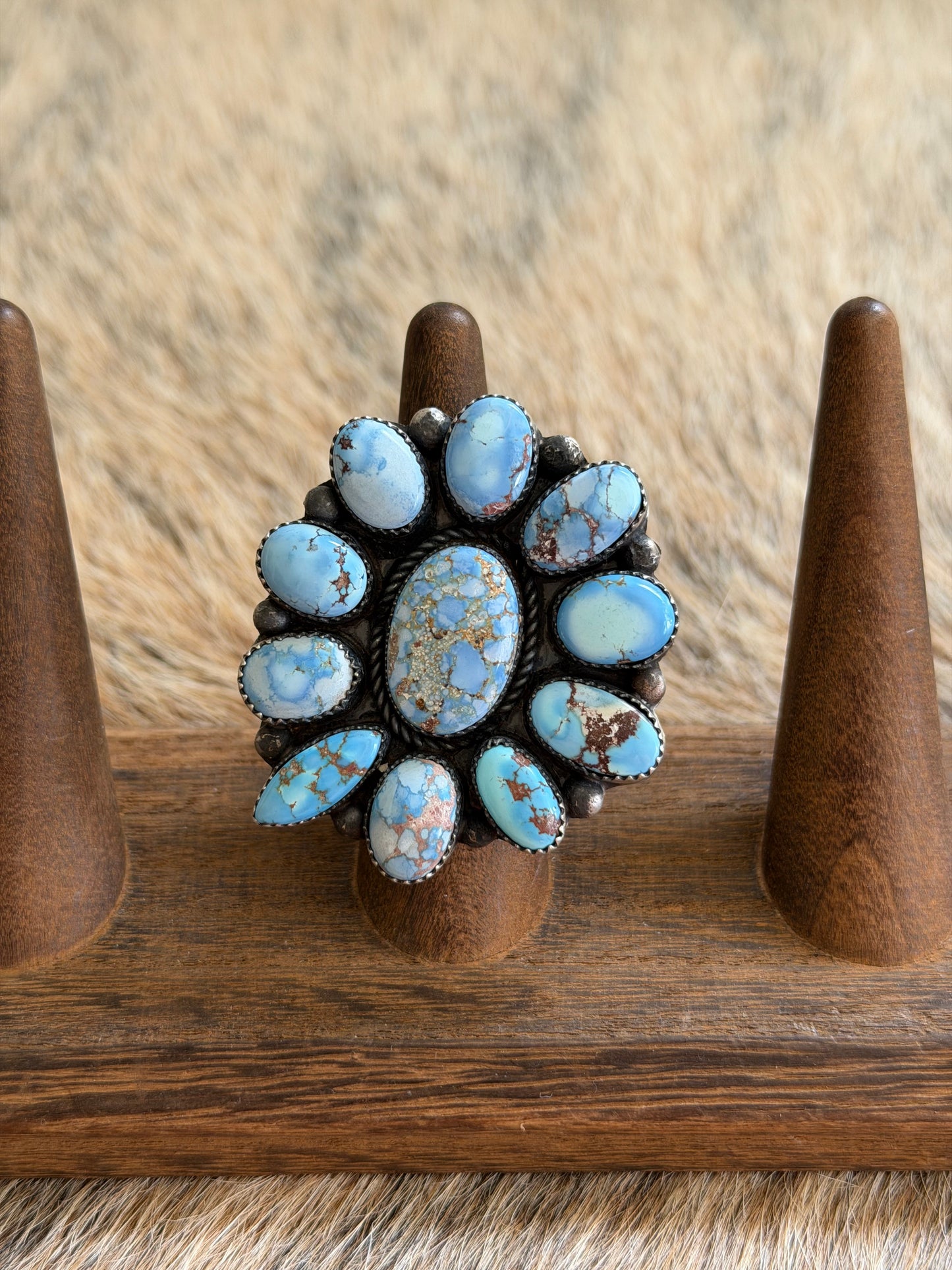 Adjustable Golden Hills Turquoise Cluster Ring