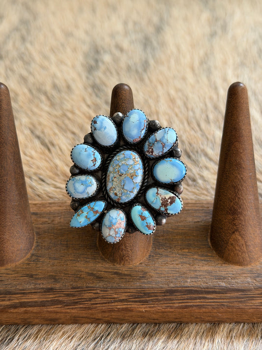 Adjustable Golden Hills Turquoise Cluster Ring