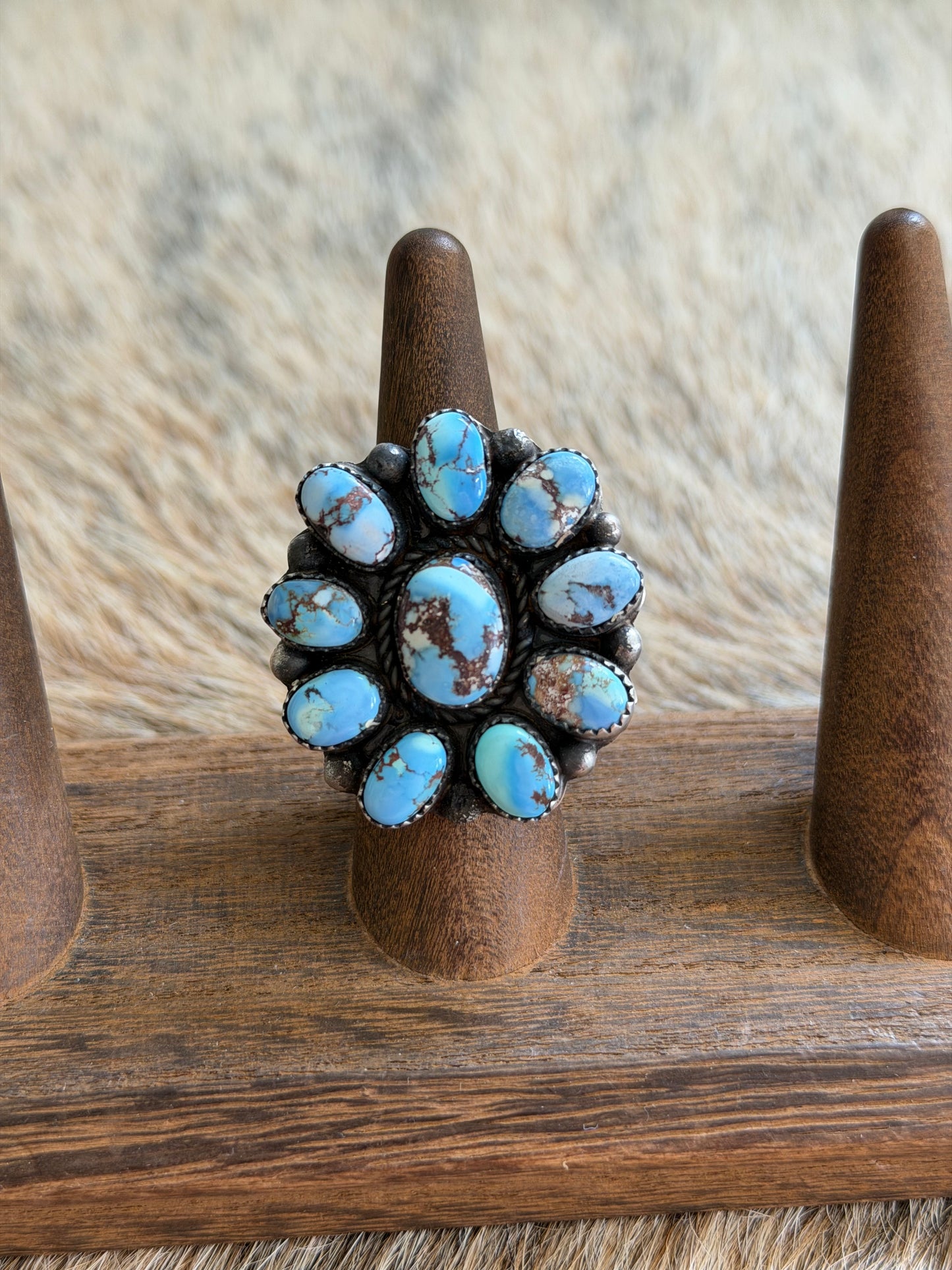 Adjustable Golden Hills Turquoise Cluster Ring