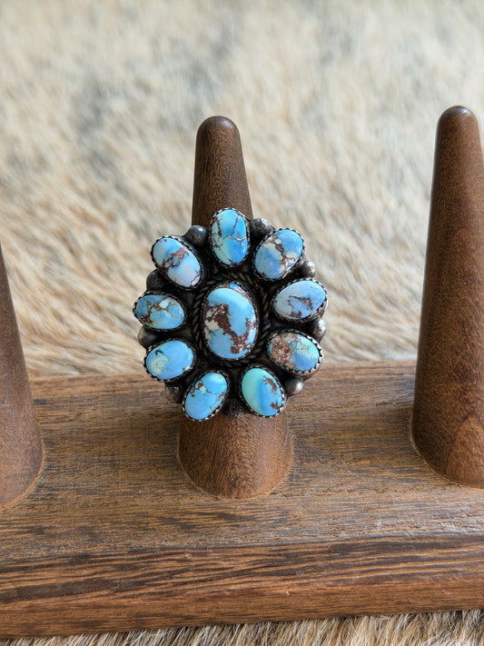 Adjustable Golden Hills Turquoise Cluster Ring