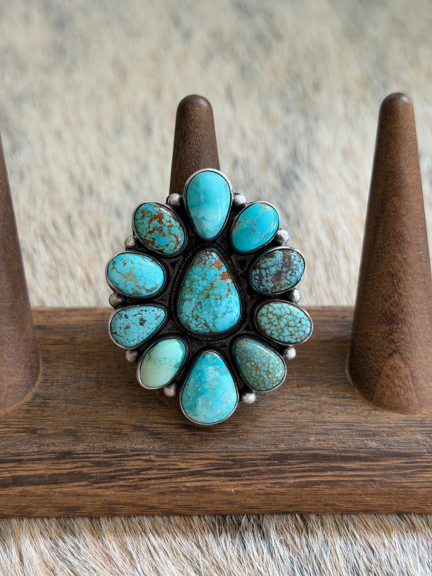 Adjustable Carico Lake Turquoise Cluster Ring