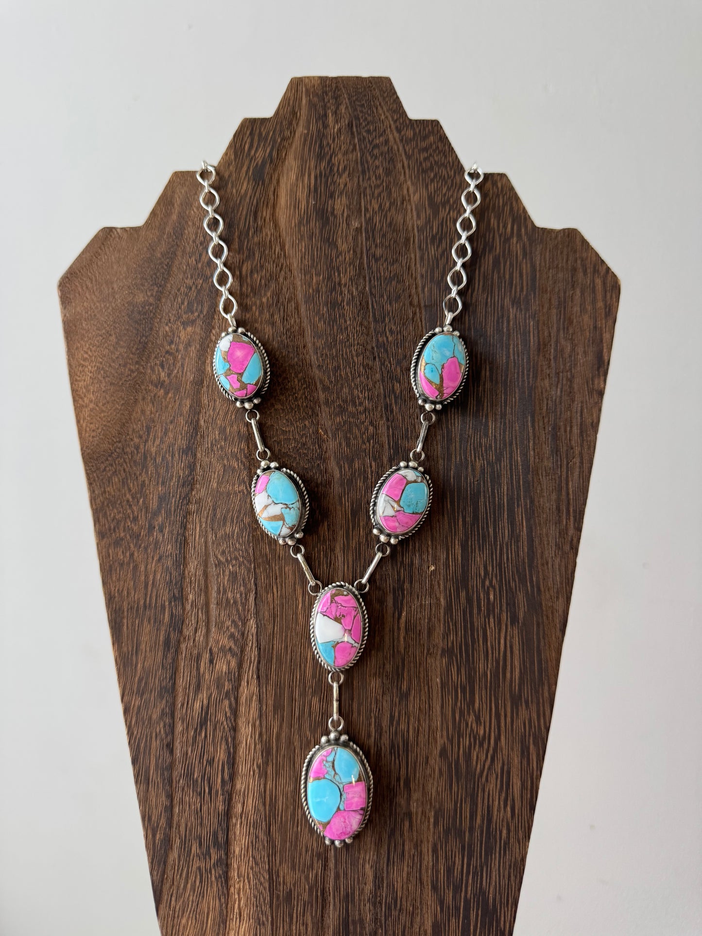 Cotton Candy Lariat Necklace and Earrings Set