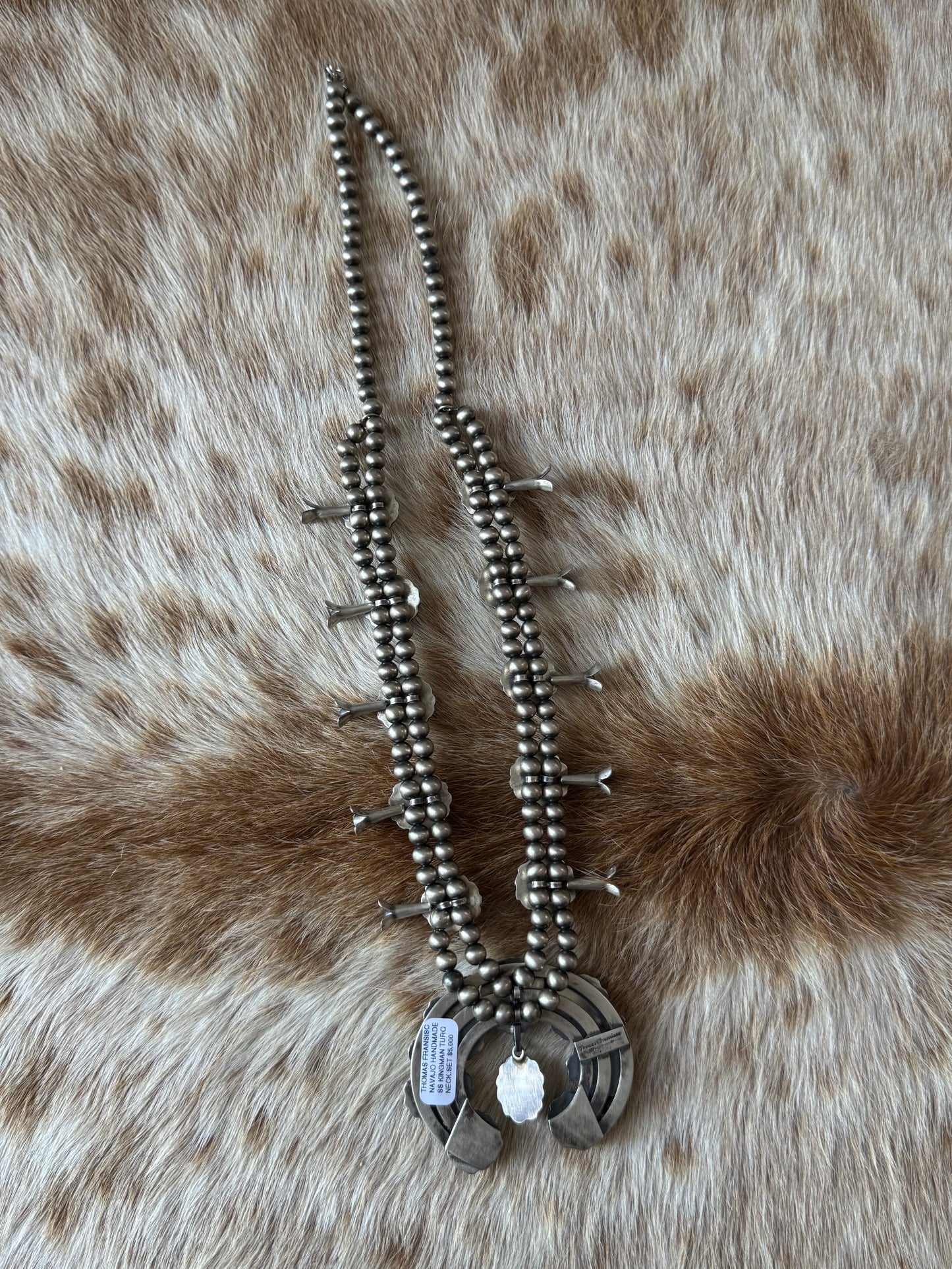 Kingman Turquoise Squash Blossom Necklace with Earrings