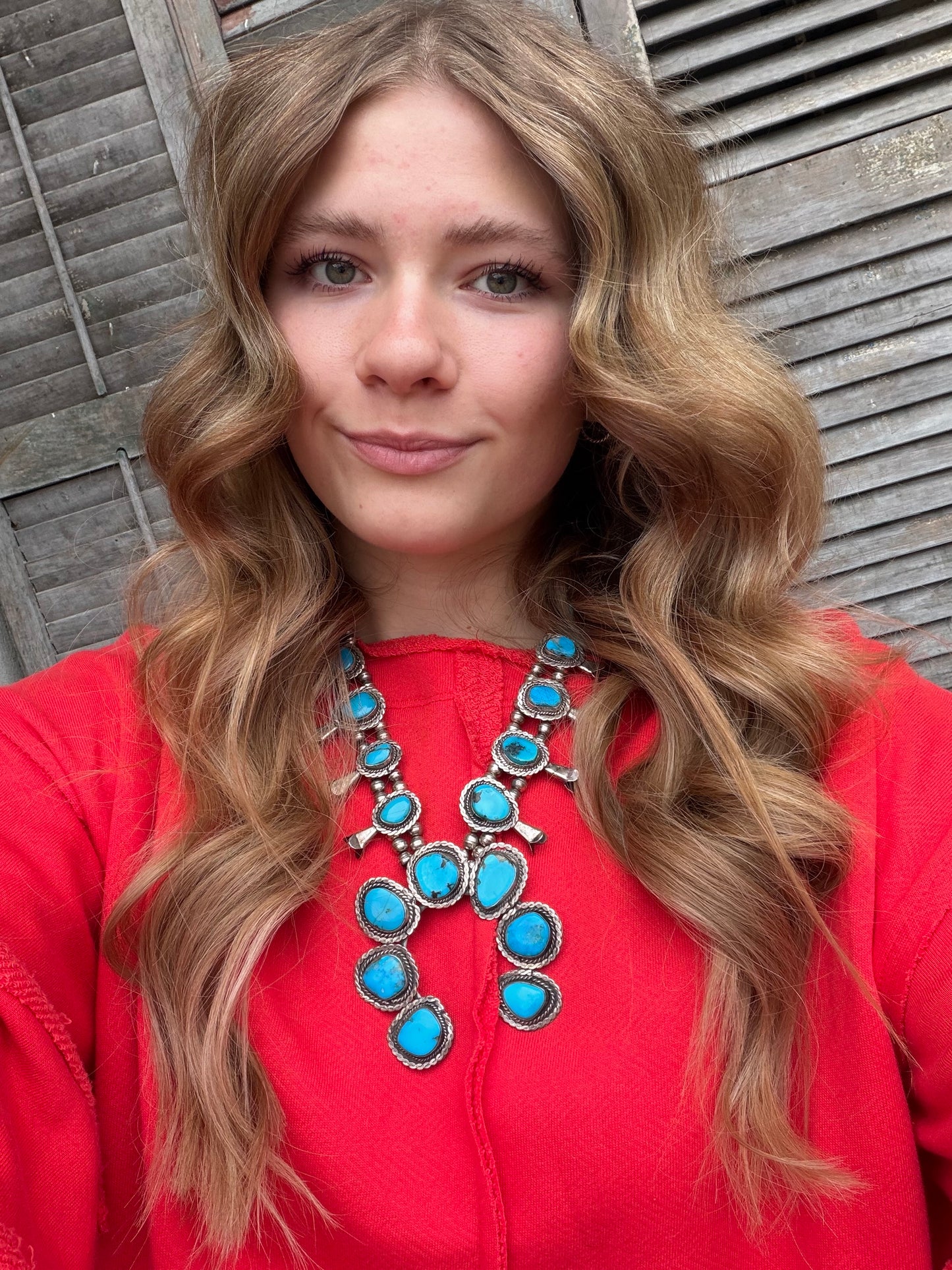 Vintage Blue Turquoise Squash Blossom Necklace