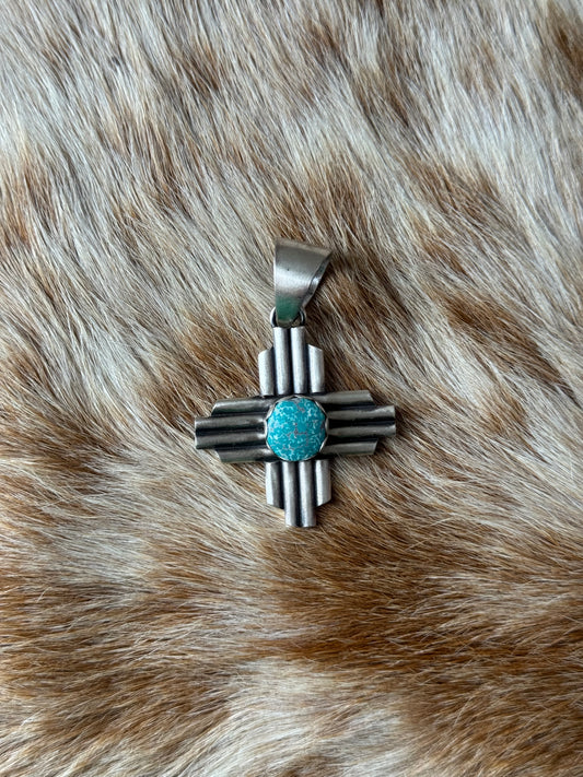 Kingman Turquoise Zia Pendant