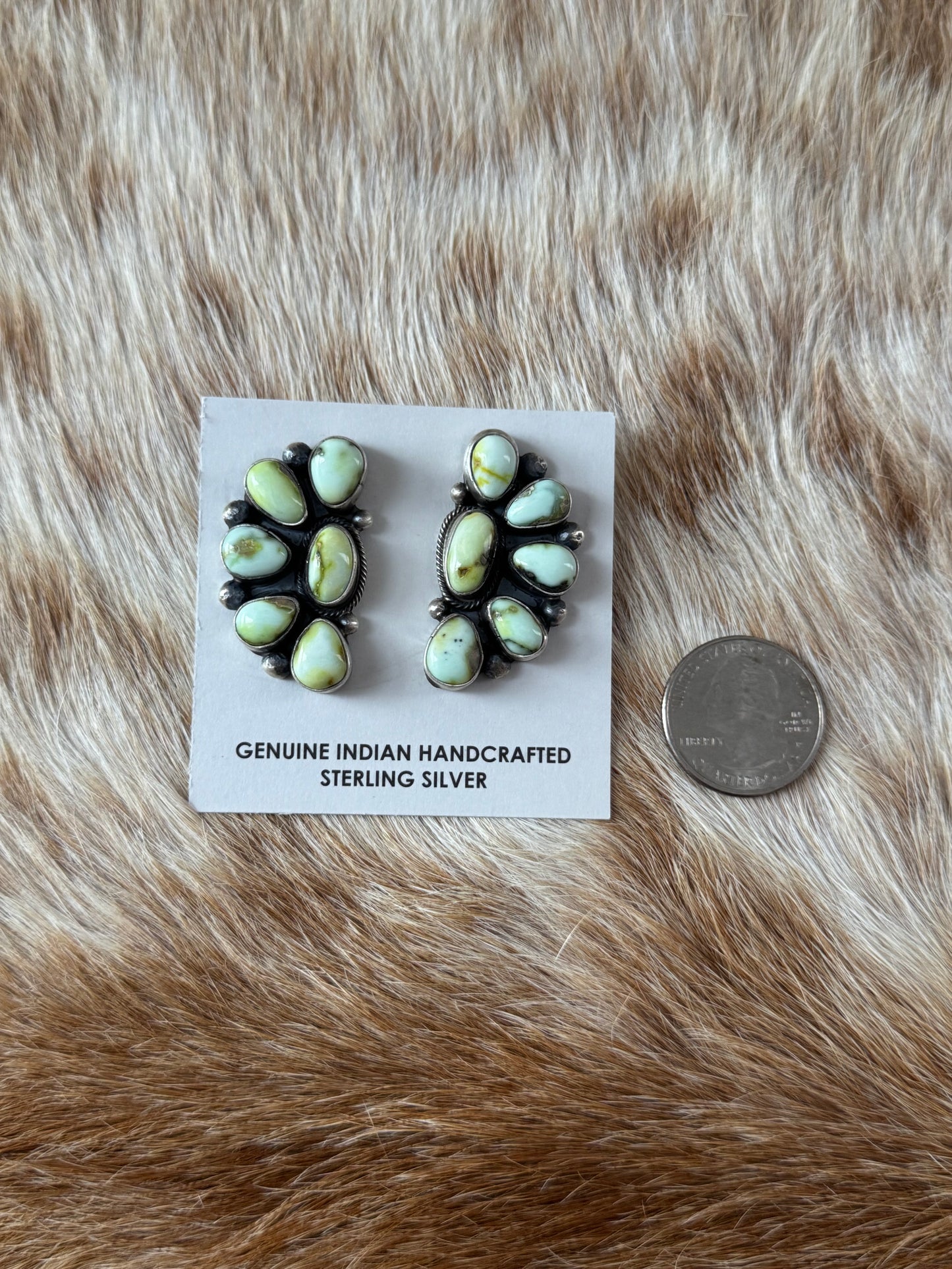 Palomino Variscite Half Cluster Earrings