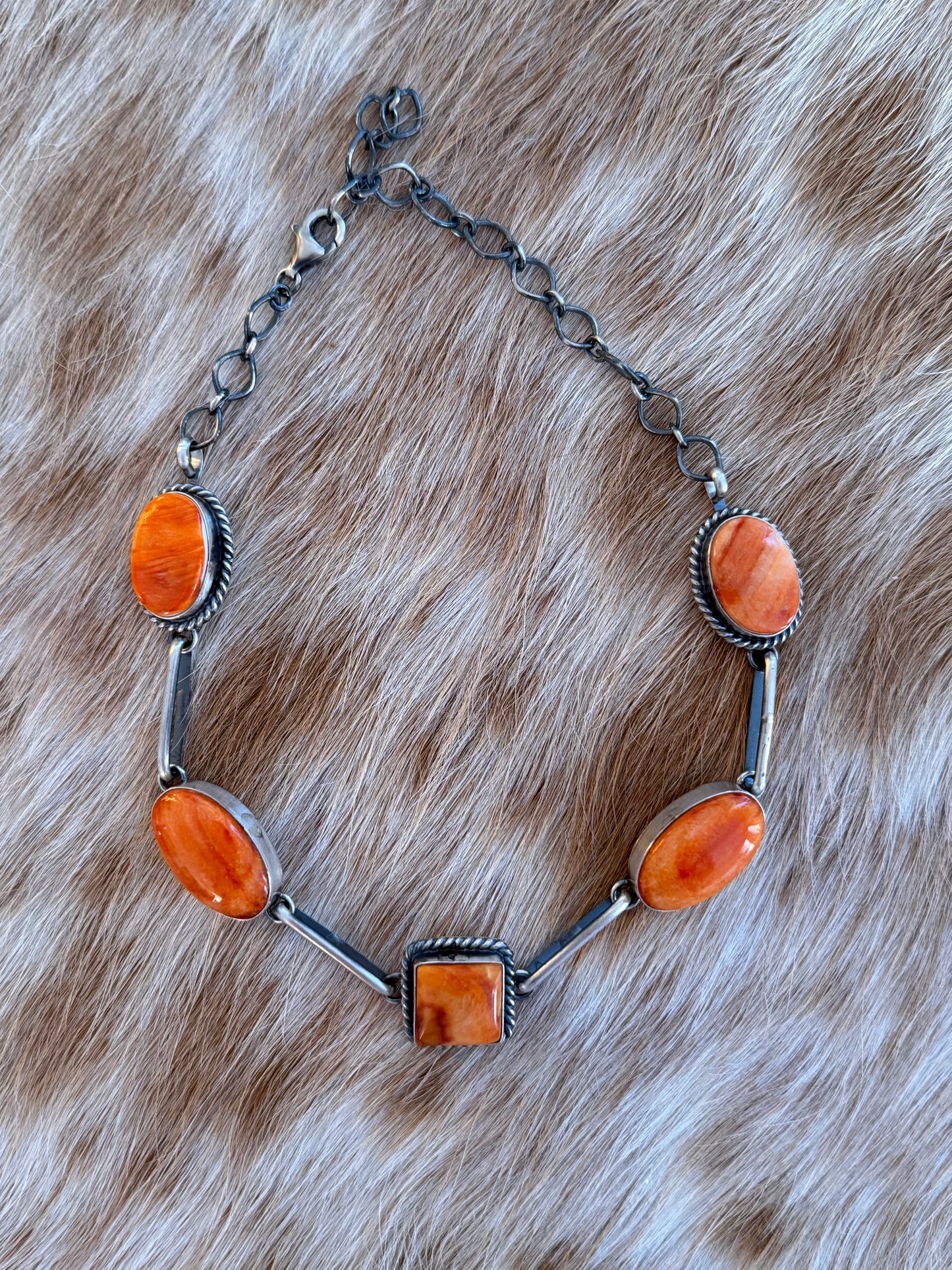 Orange Spiny Oyster Shell Choker Necklace