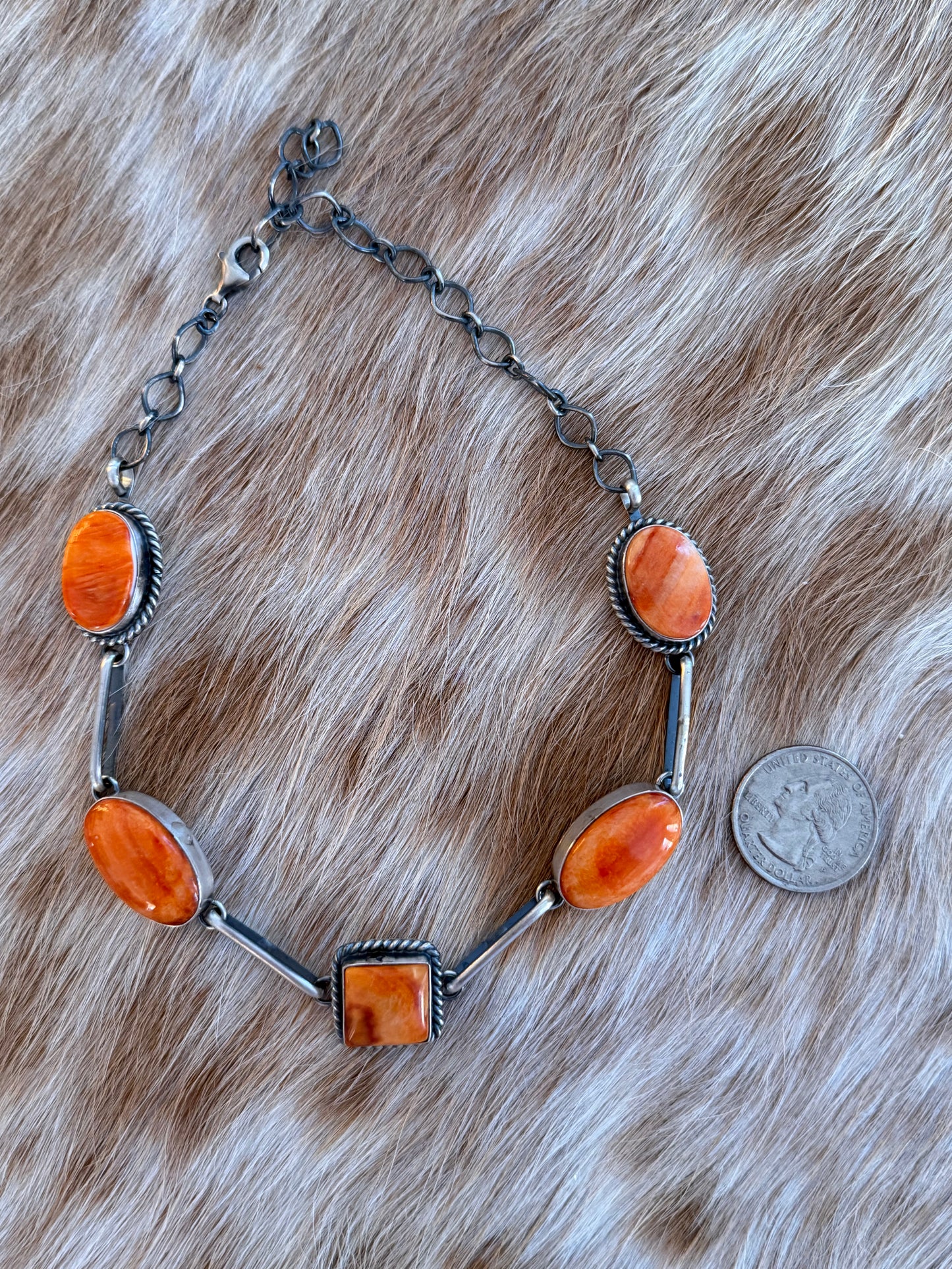 Orange Spiny Oyster Shell Choker Necklace