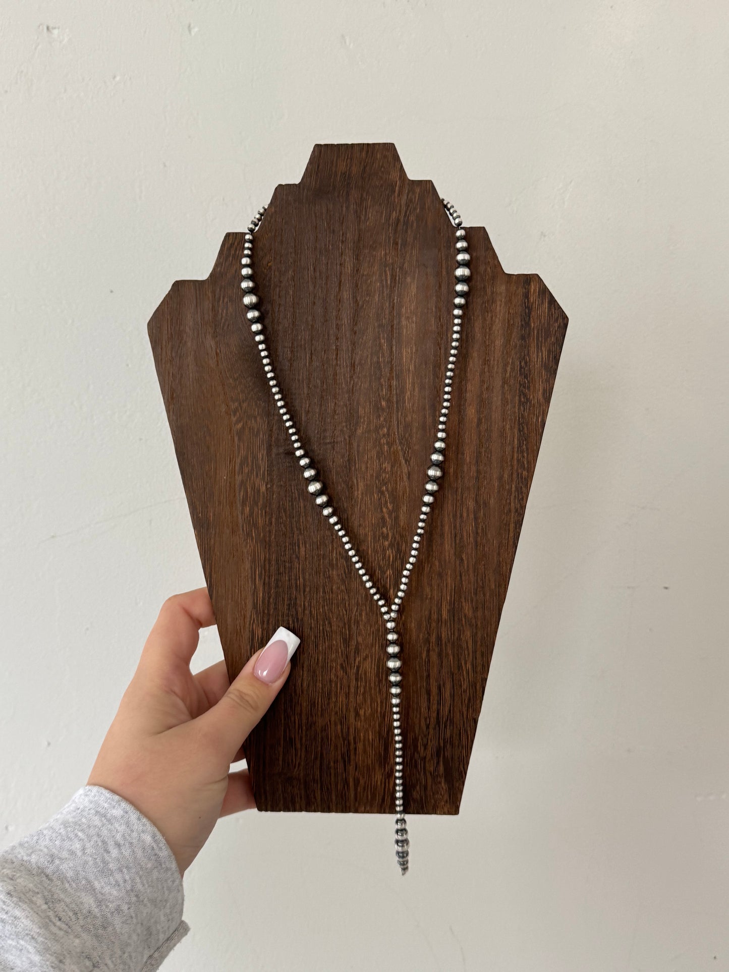 4-8mm Graduated Lariat Necklace with 5.5" Tail