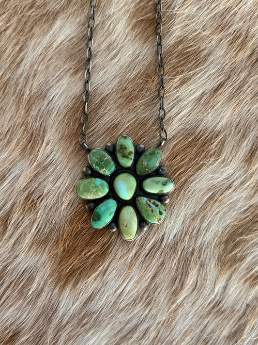 Sonoran Gold Turquoise Cluster Necklace