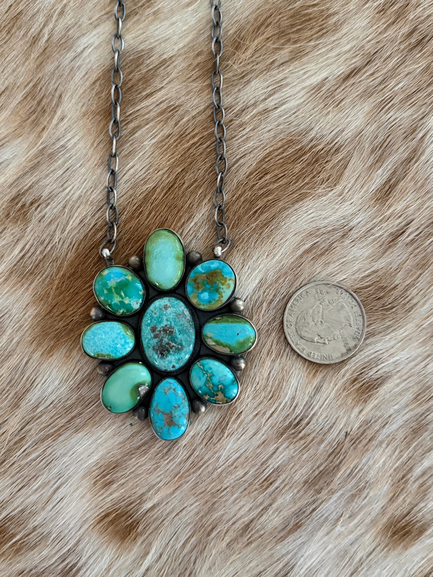 Sonoran Gold Turquoise Cluster Necklace