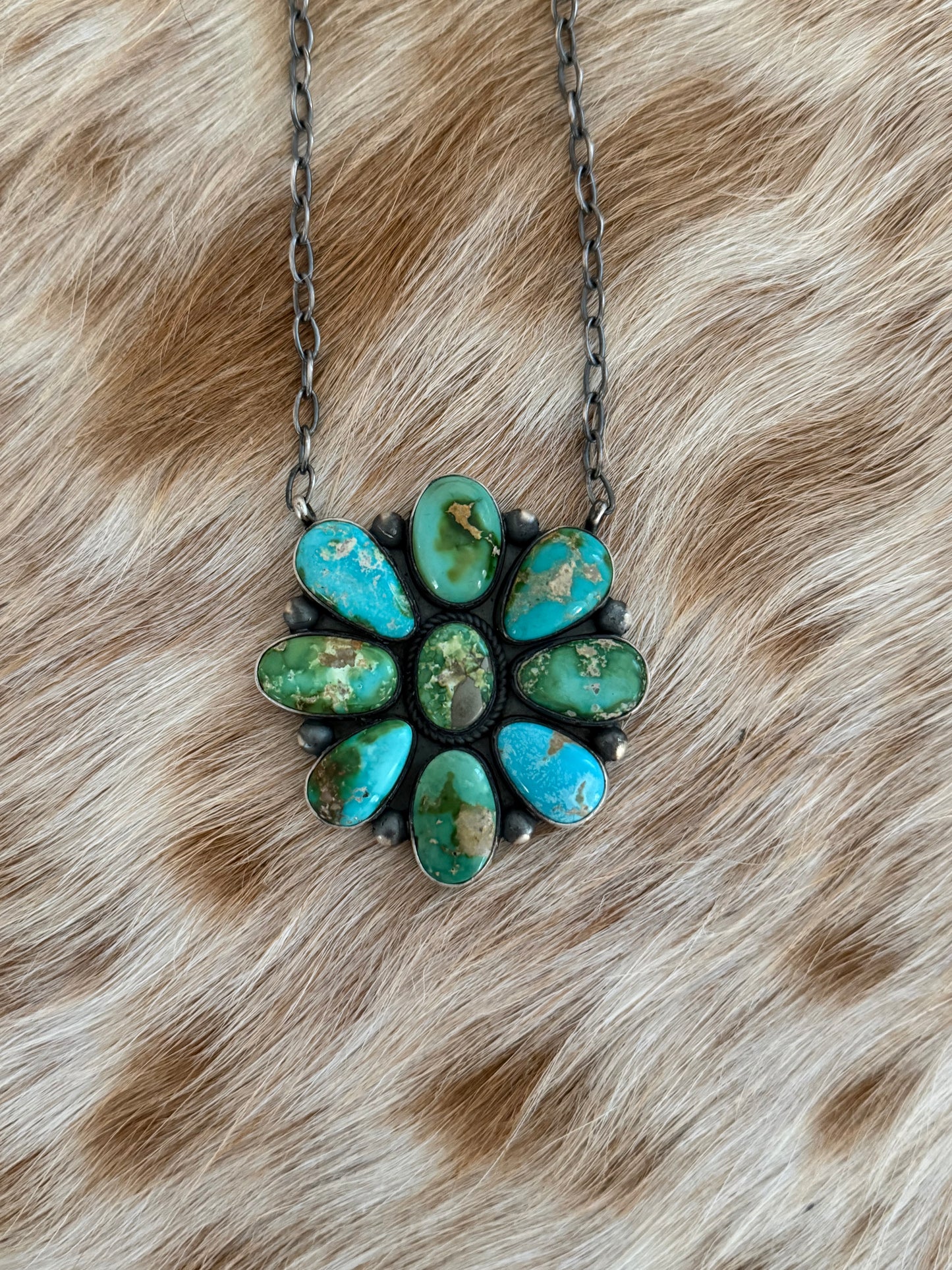Sonoran Gold Turquoise Cluster Necklace