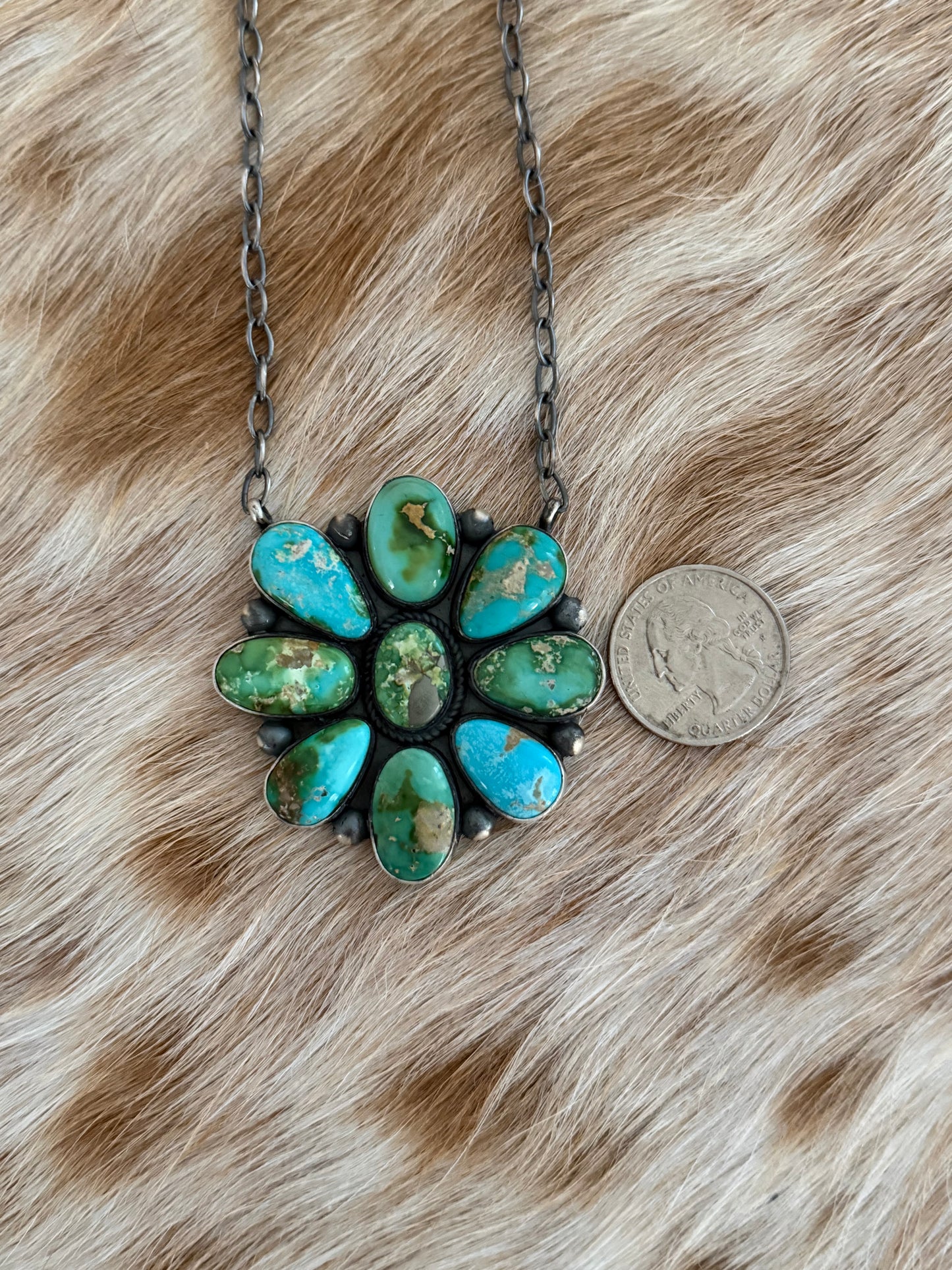 Sonoran Gold Turquoise Cluster Necklace