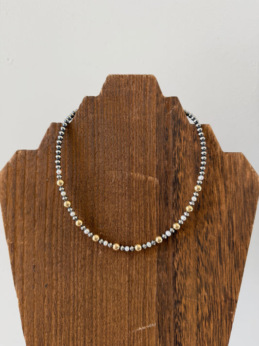 15.25" Freshwater Pearl and Gold Filled Bead Necklace