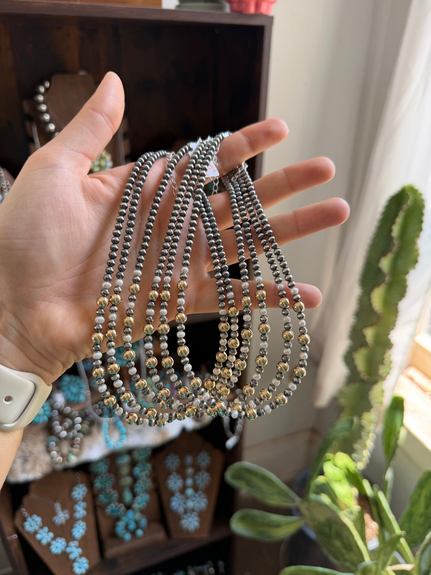 15.25" Freshwater Pearl and Gold Filled Bead Necklace