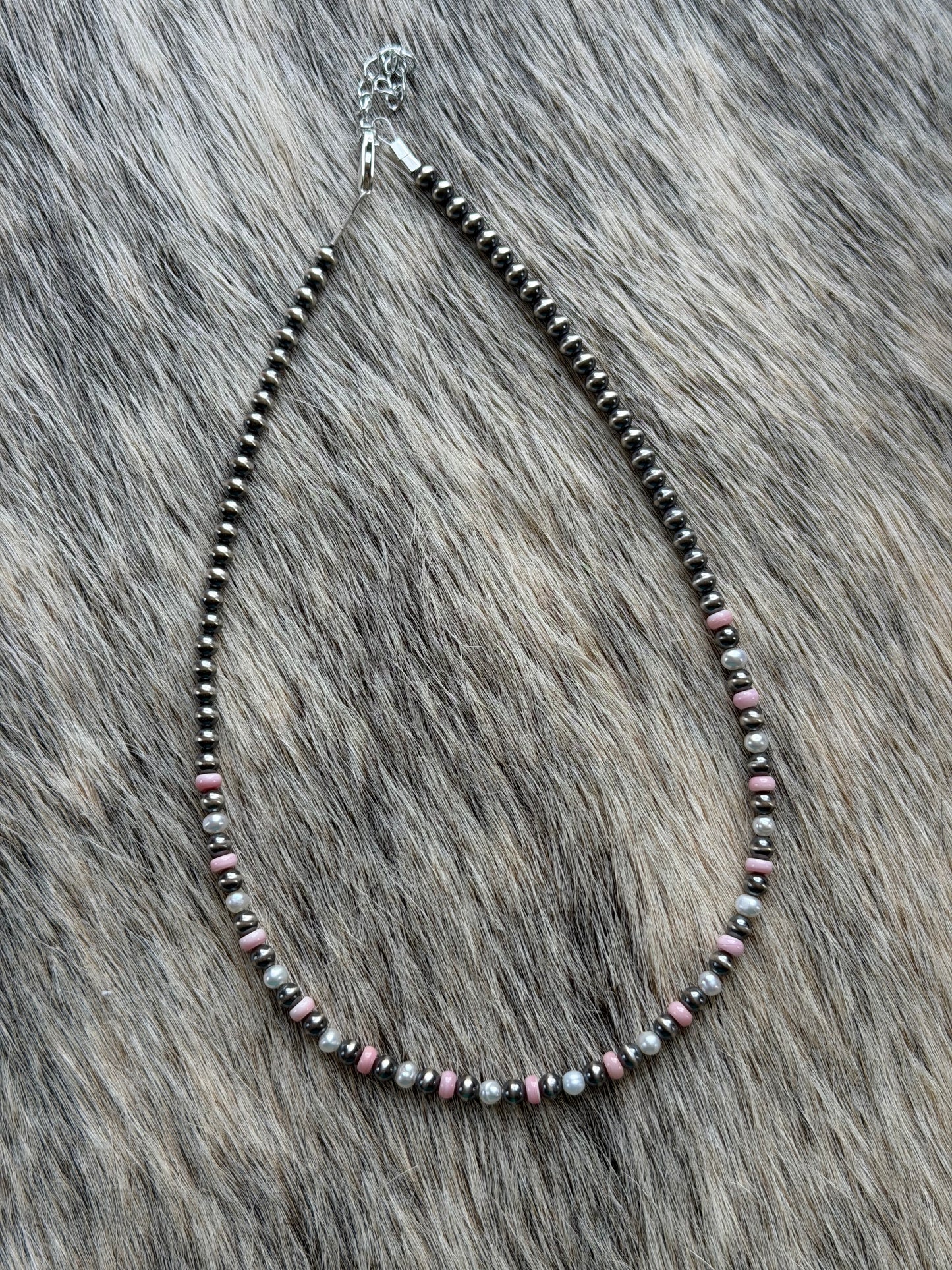 15.5" 4mm Freshwater Pearl and Pink Conch Necklace