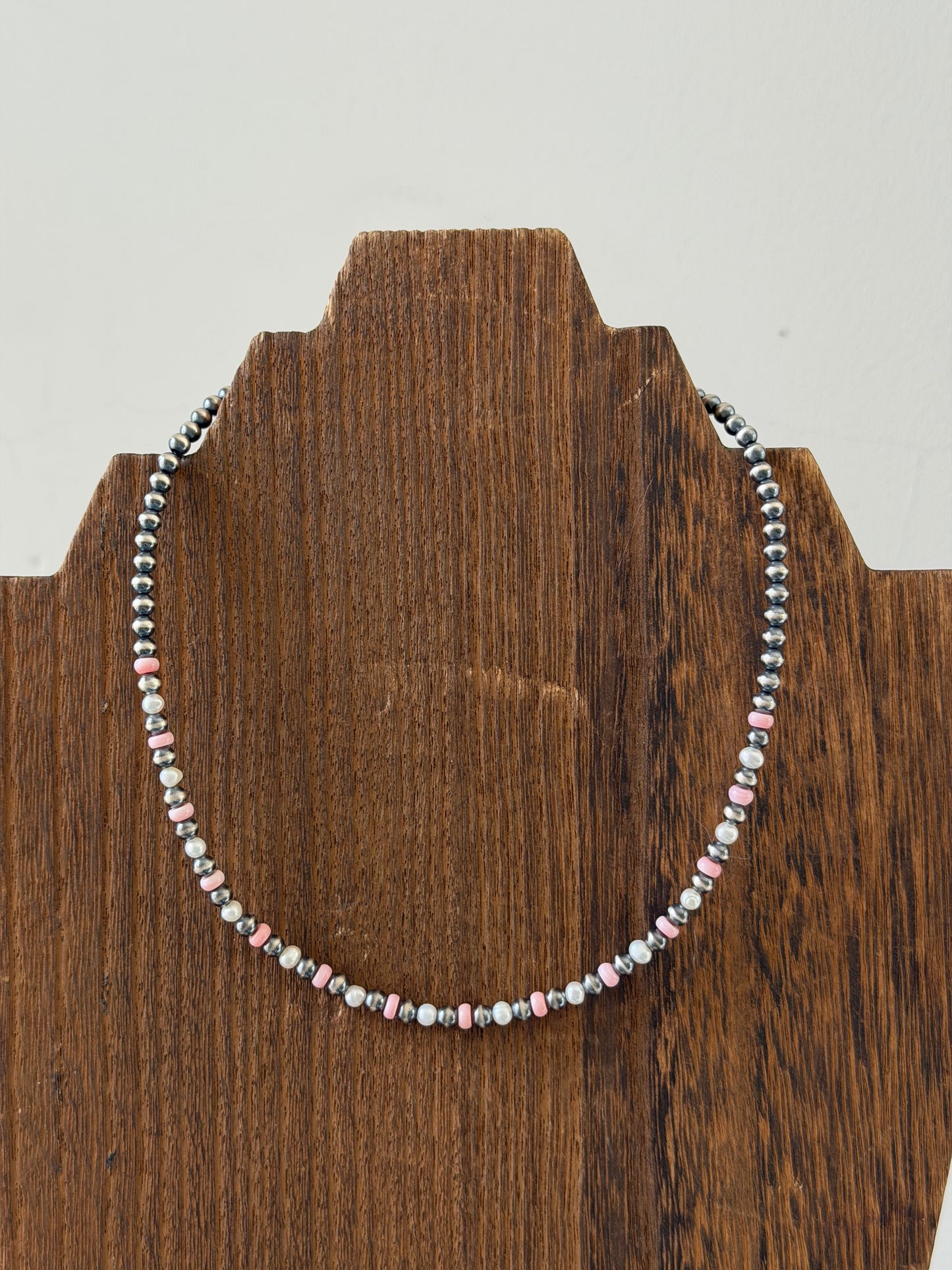 15.5" 4mm Freshwater Pearl and Pink Conch Necklace