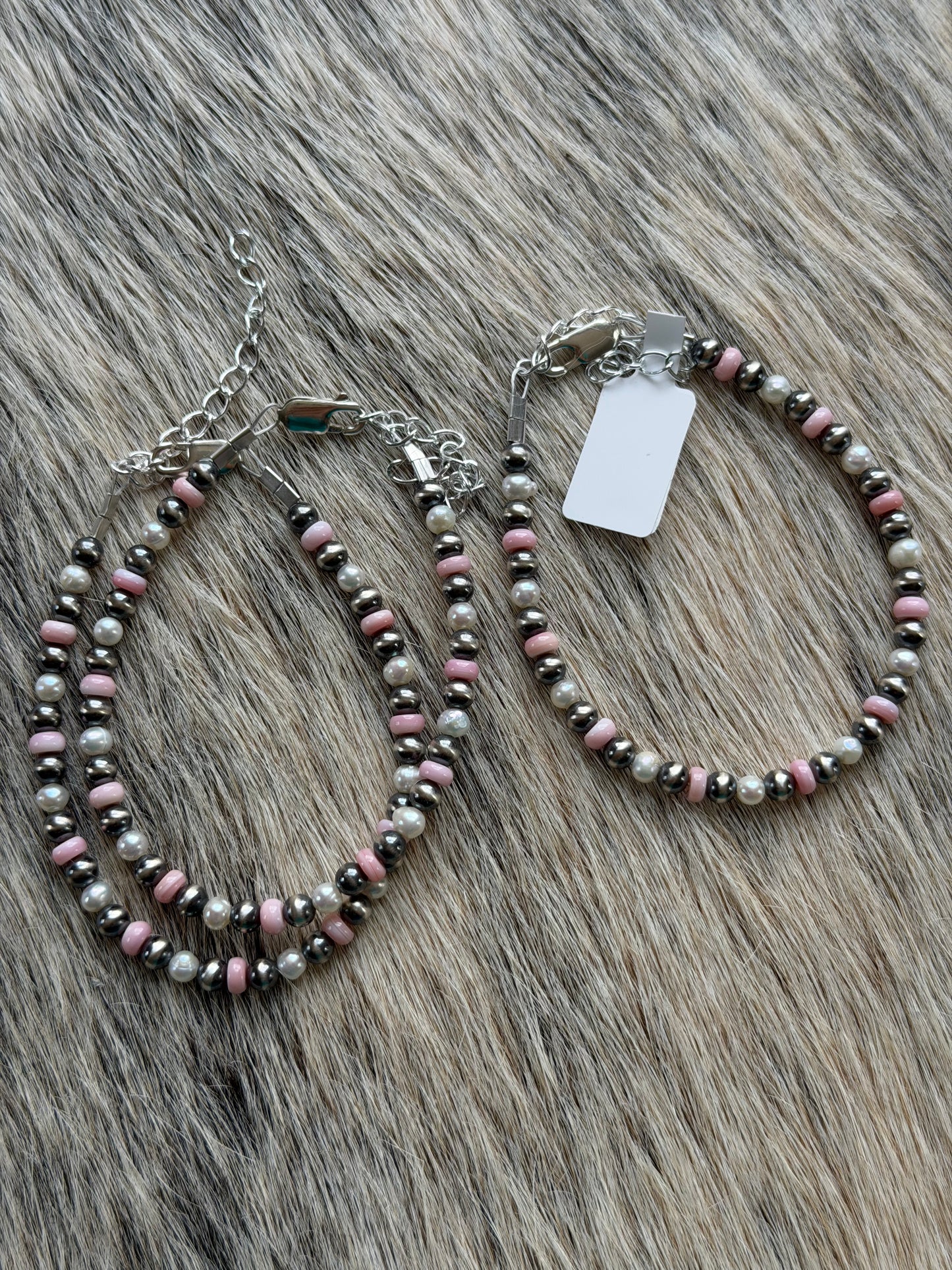 6.75" Pink Conch and Freshwater Pearl Bracelet