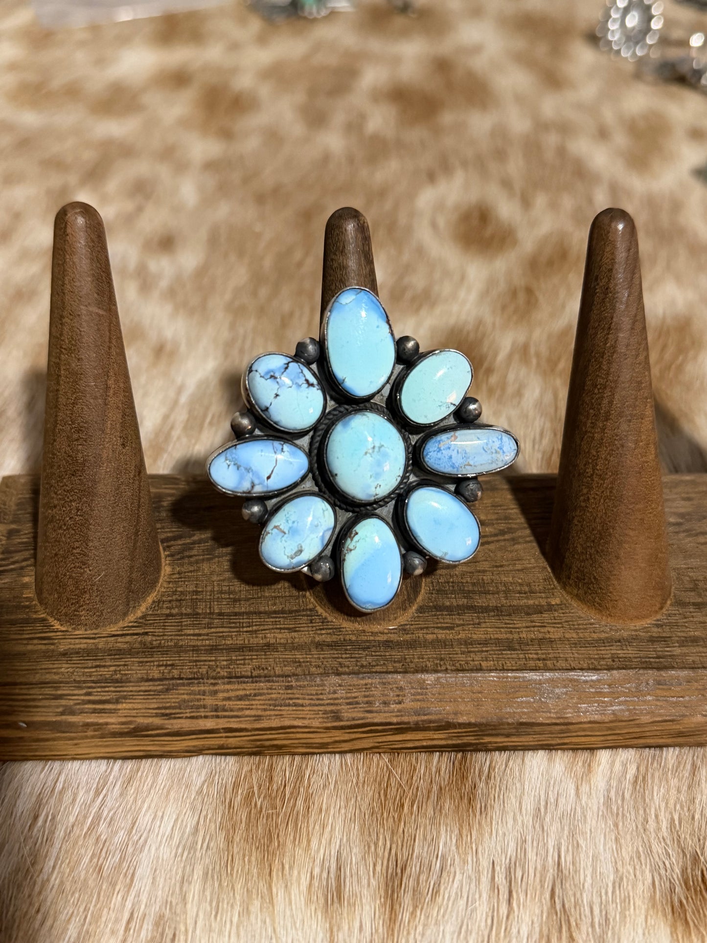 Size 8 Golden Hills Turquoise Cluster Ring