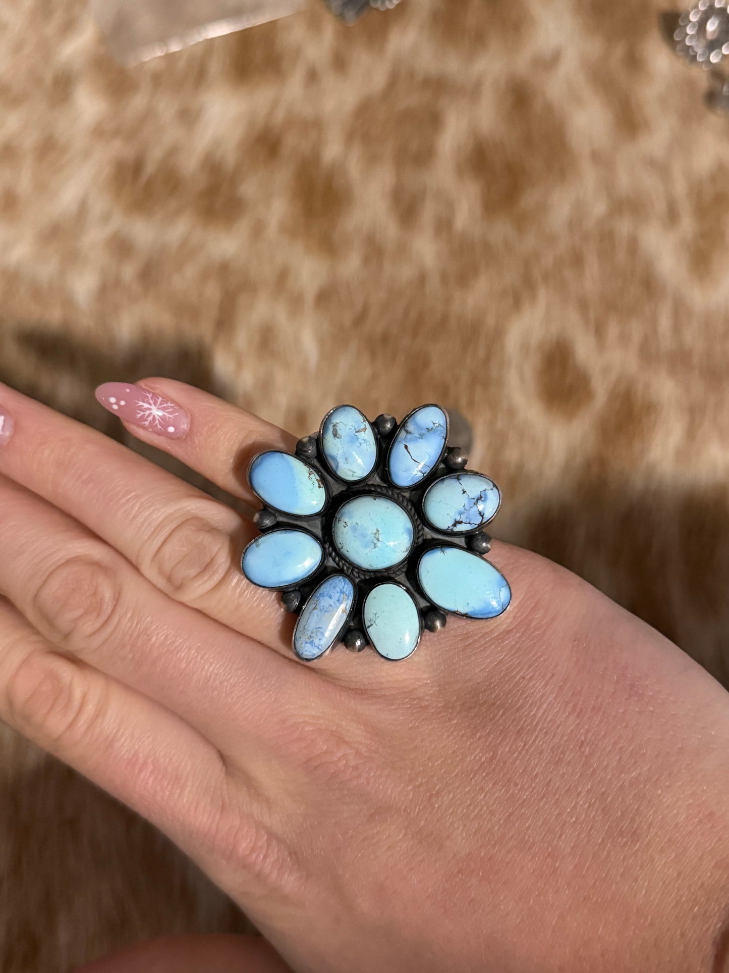 Size 8 Golden Hills Turquoise Cluster Ring