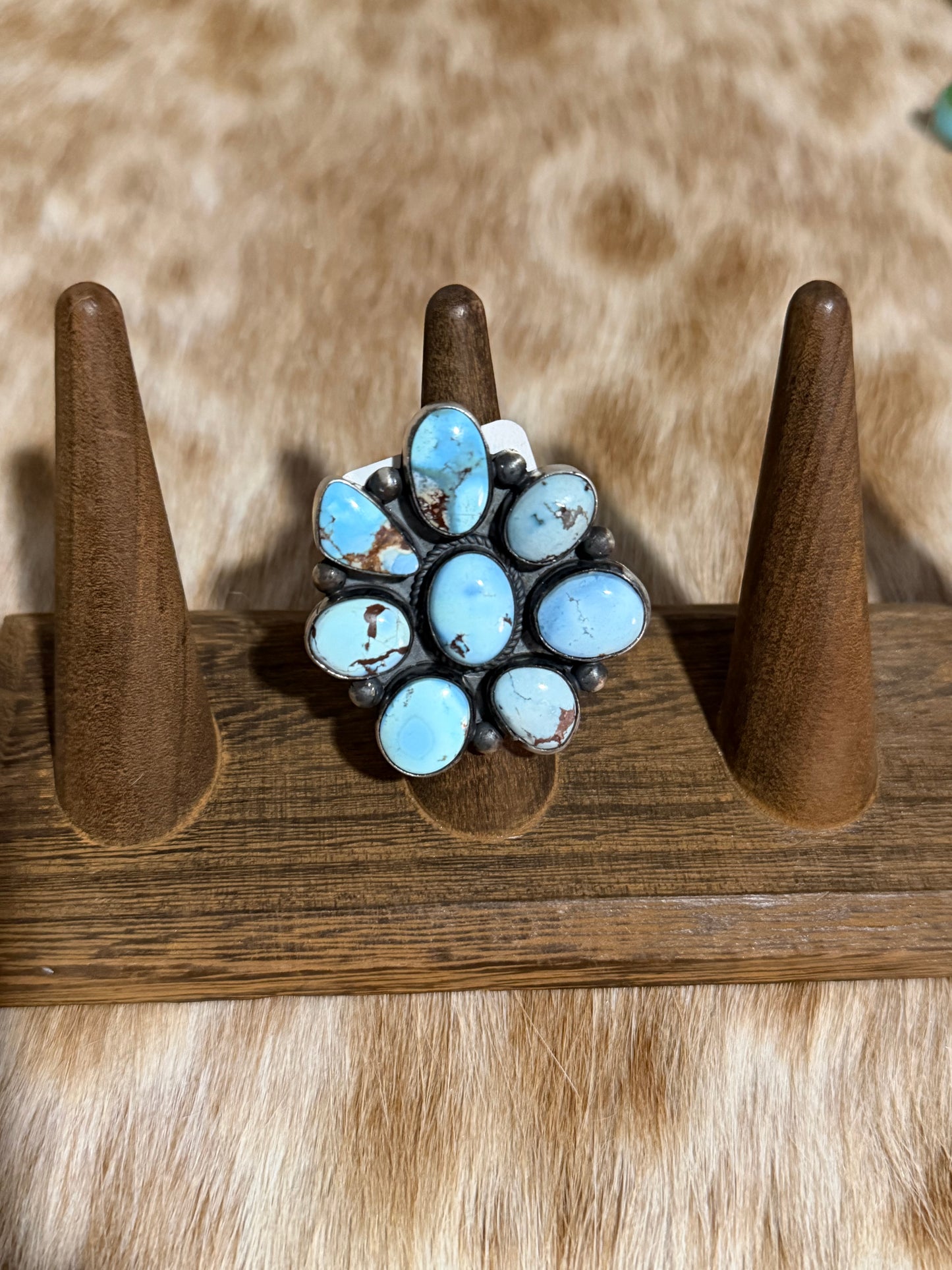Size 7 Golden Hills Turquoise Cluster Ring