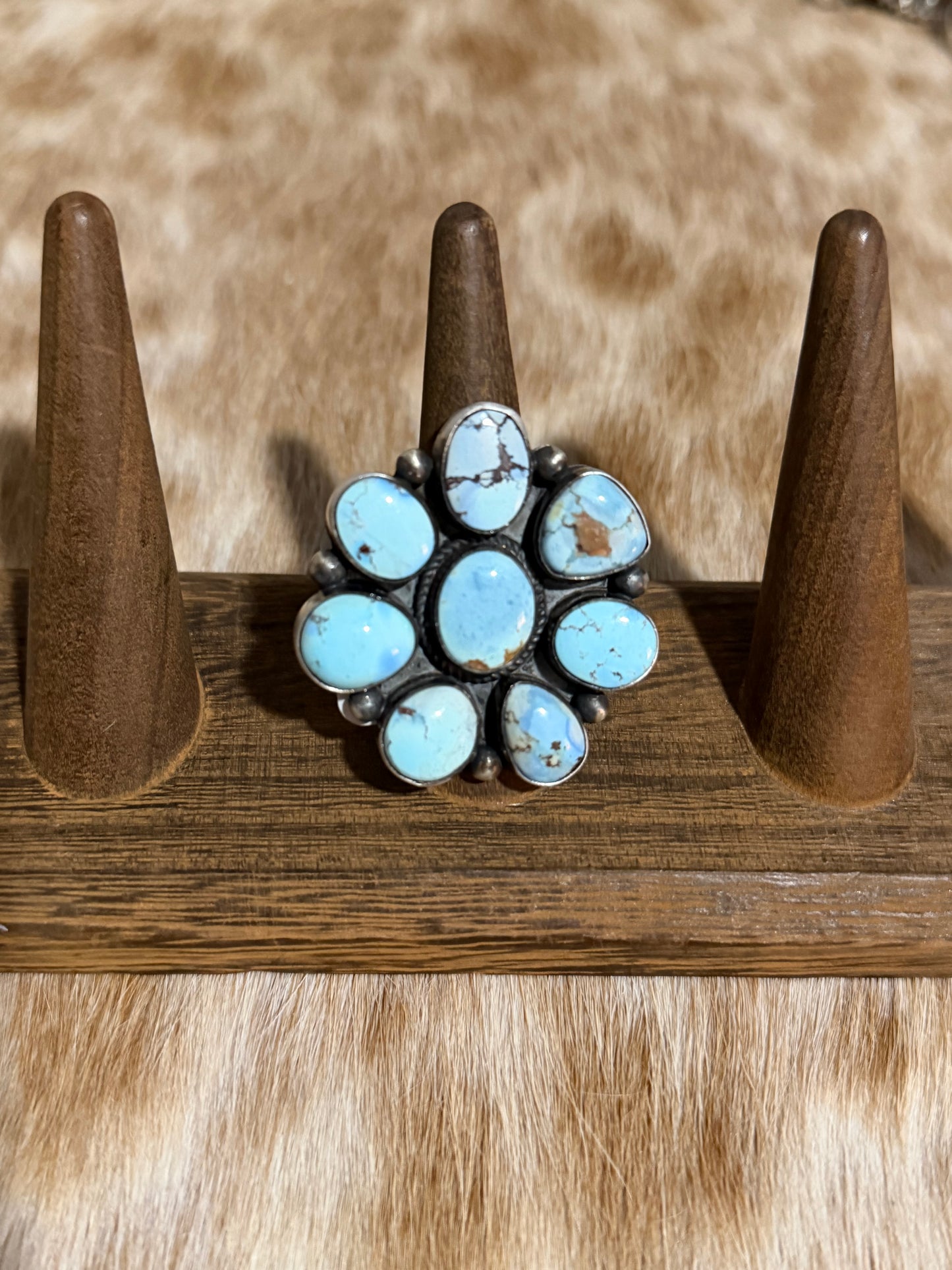 Size 9 Golden Hills Turquoise Cluster Ring