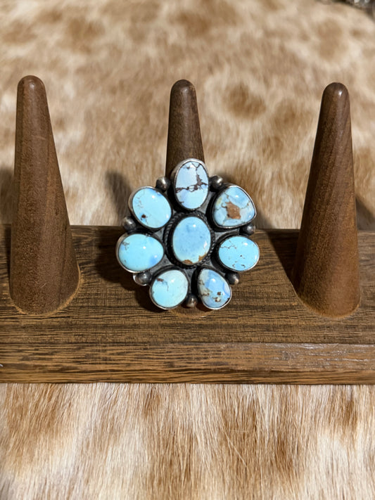 Size 9 Golden Hills Turquoise Cluster Ring