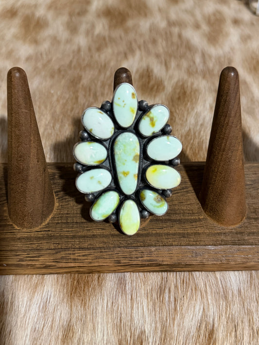 LARGE Size 9 Palomino Variscite Cluster Ring