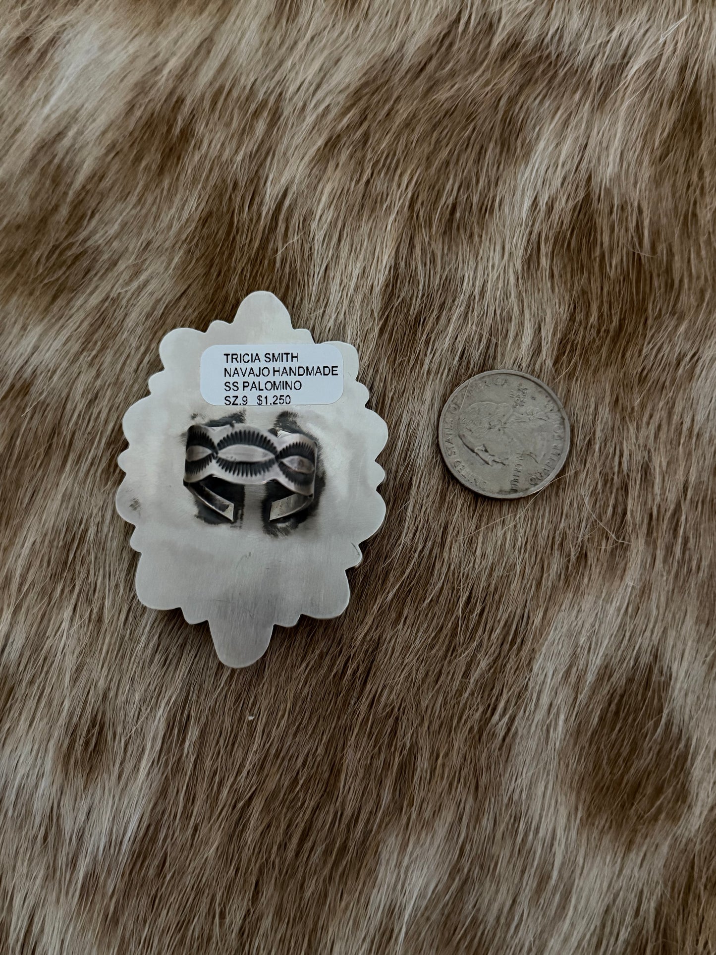 LARGE Size 9 Palomino Variscite Cluster Ring