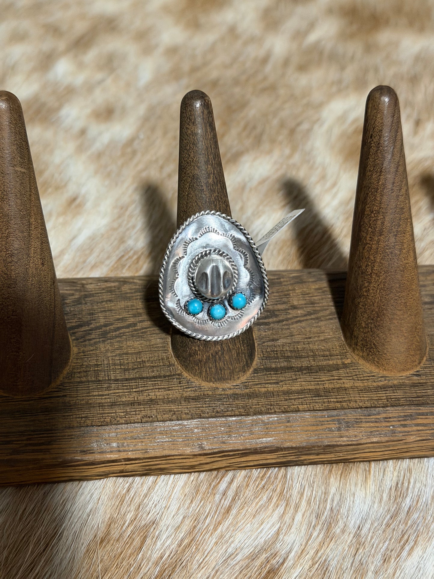 Kingman Turquoise Cowboy Hat Ring