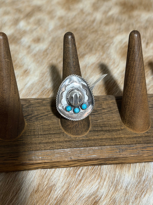 Kingman Turquoise Cowboy Hat Ring