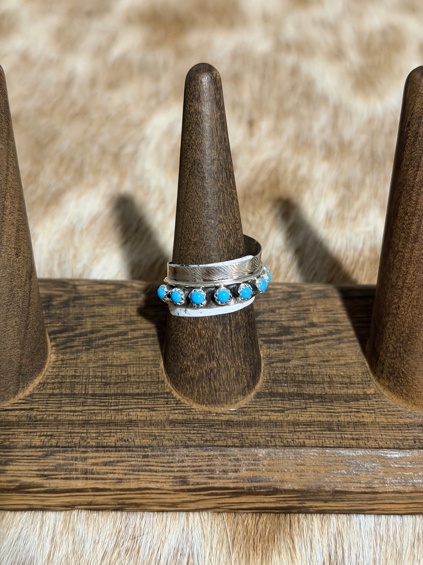 Adjustable Kingman Turquoise Feather Wrap Ring