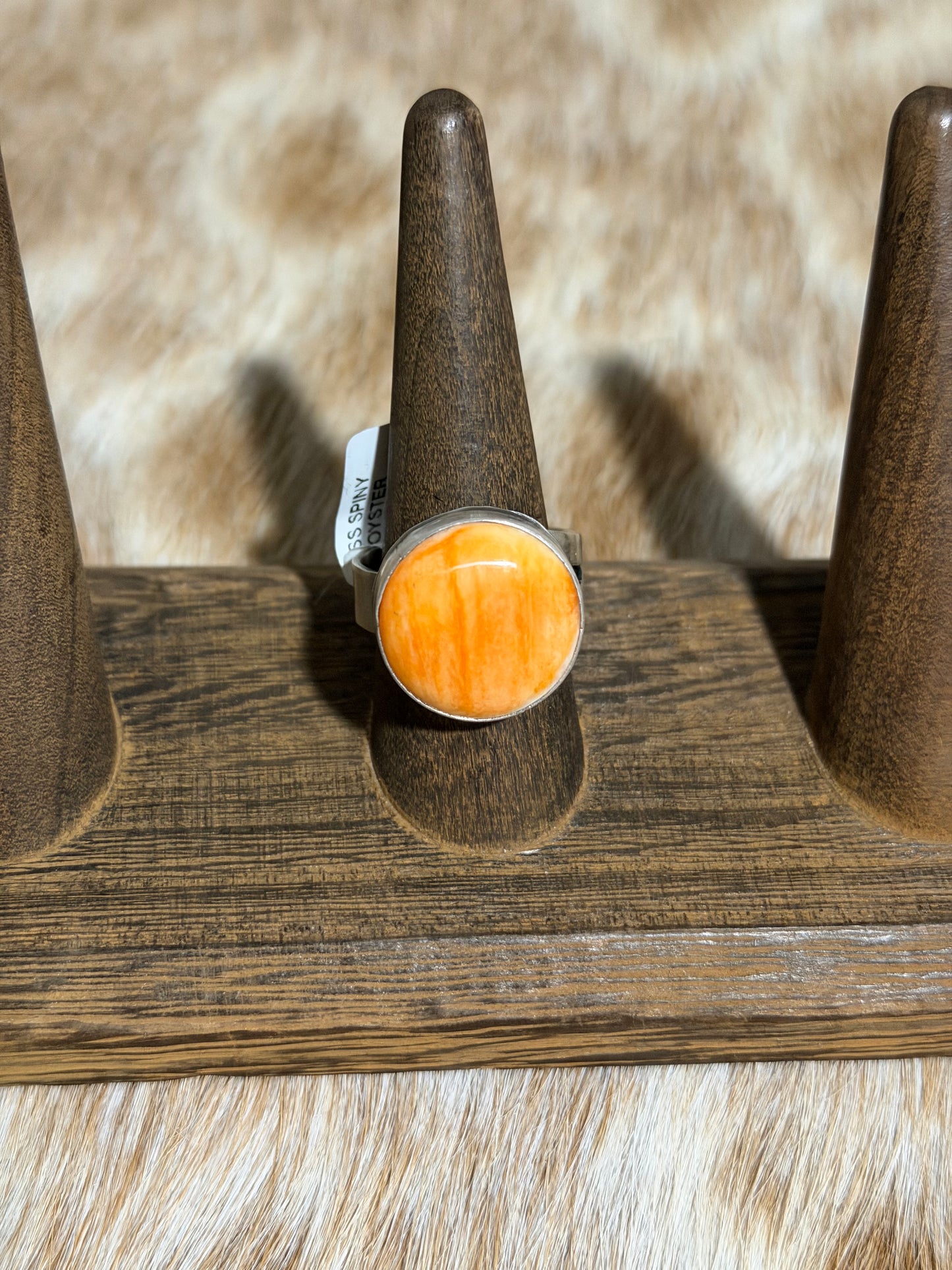 Adjustable Orange Spiny Oyster Shell Ring