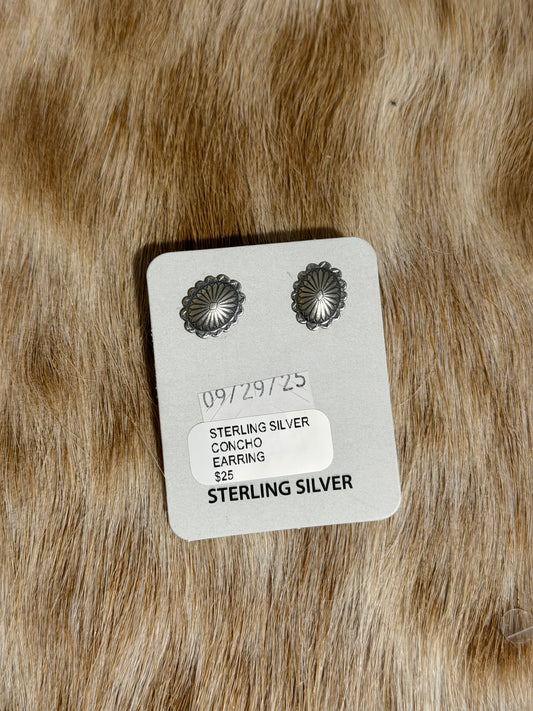 Sterling Silver Concho Earrings