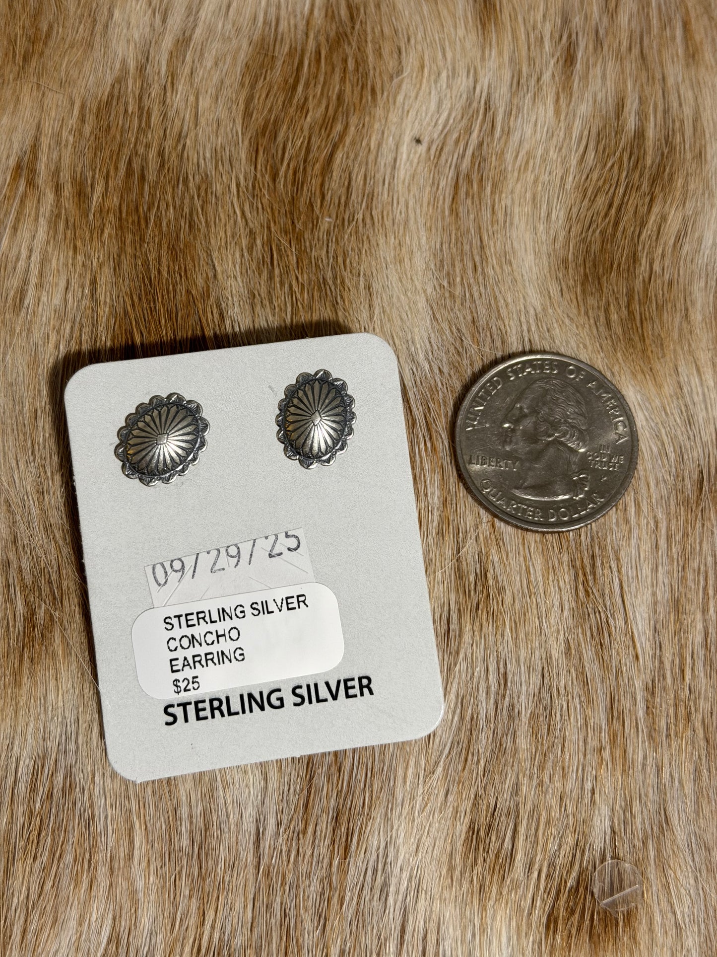 Sterling Silver Concho Earrings