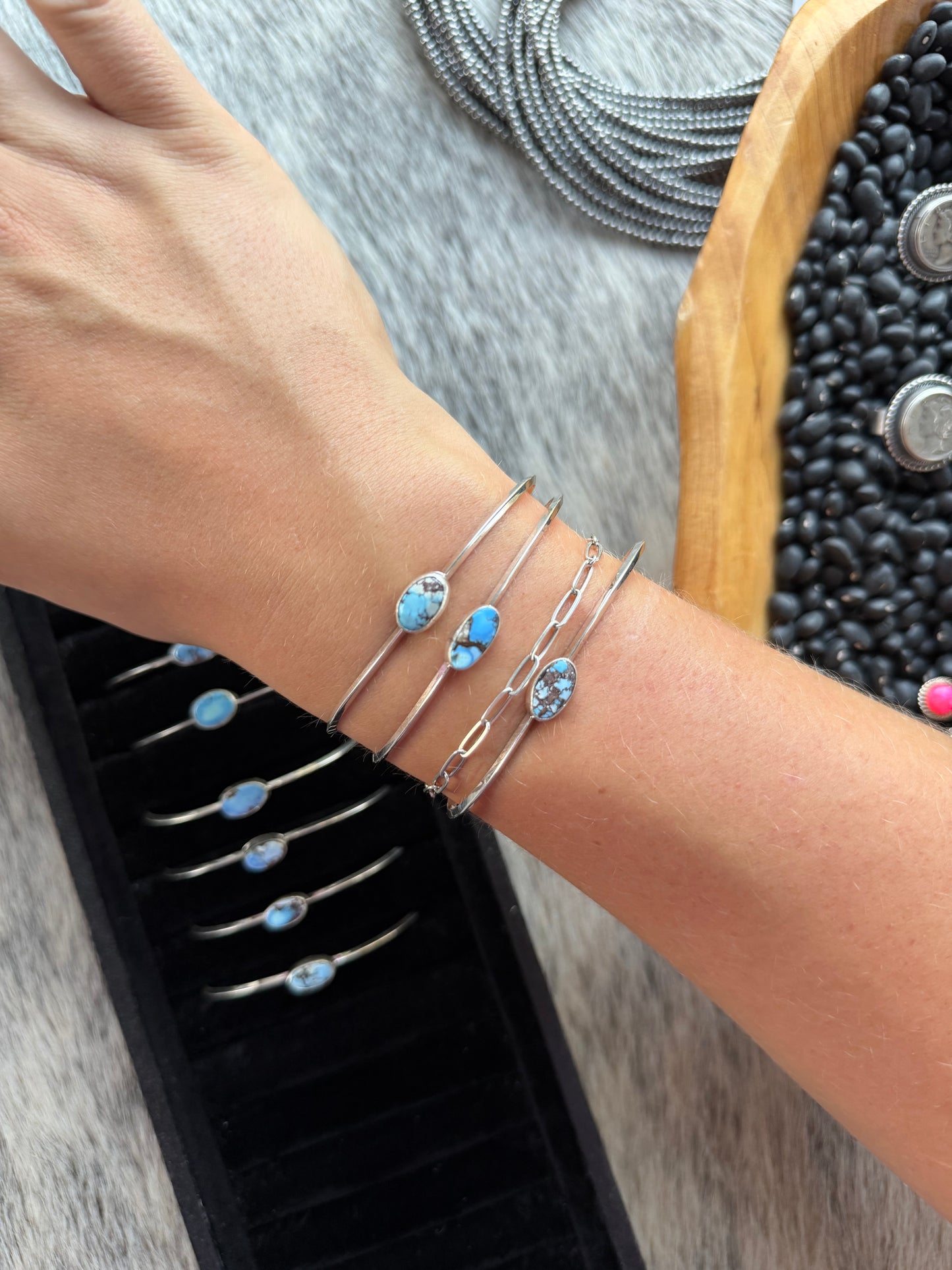 Golden Hills Turquoise Stacker Cuff Bracelet