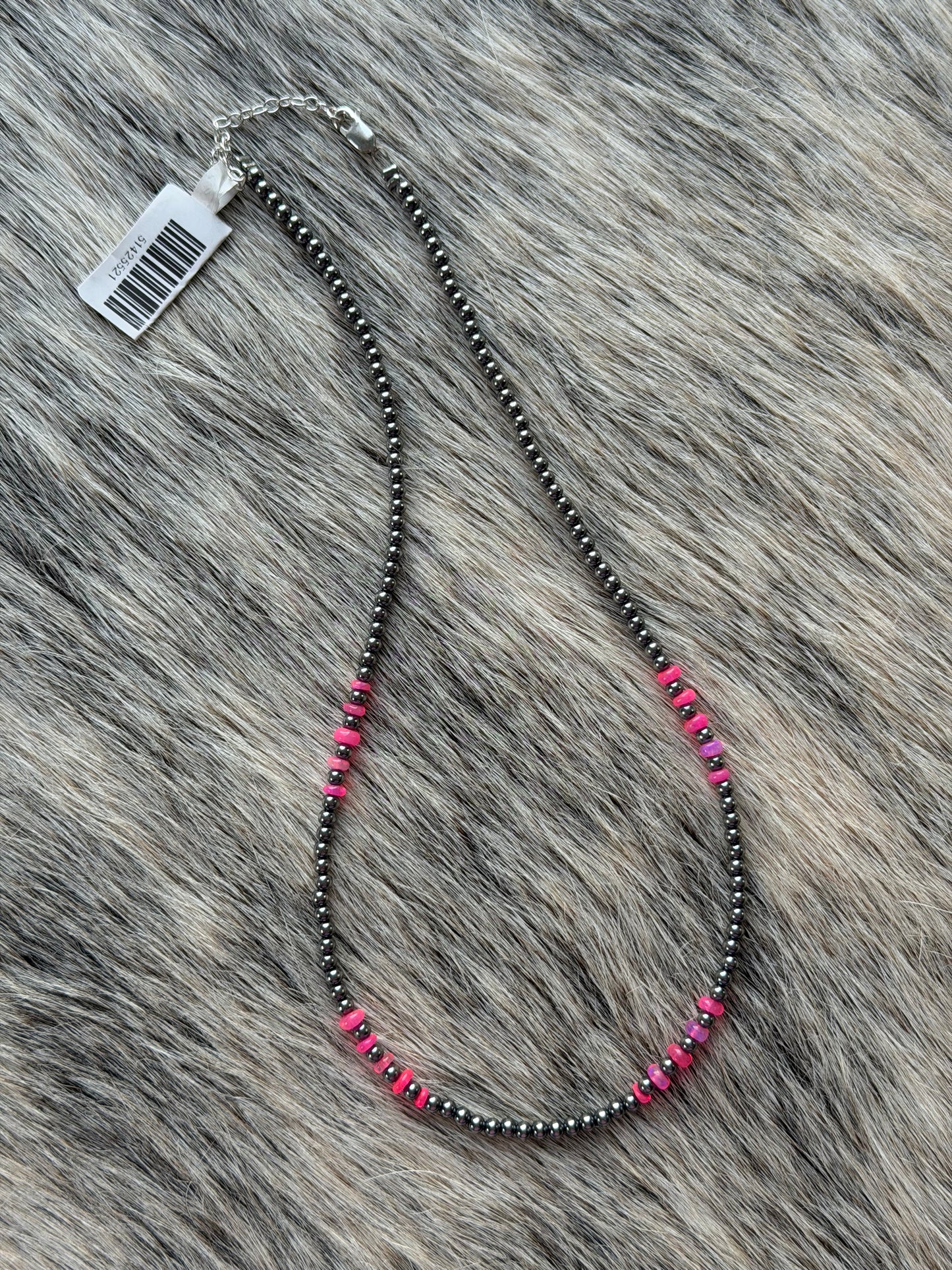 16" 3mm Hot Pink Opal Necklace