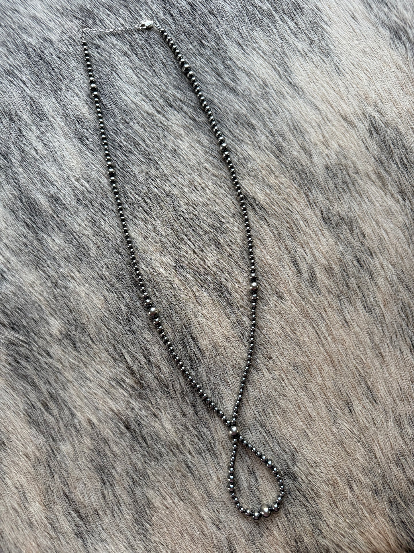 Graduated Sterling Pearl Hoop Necklace