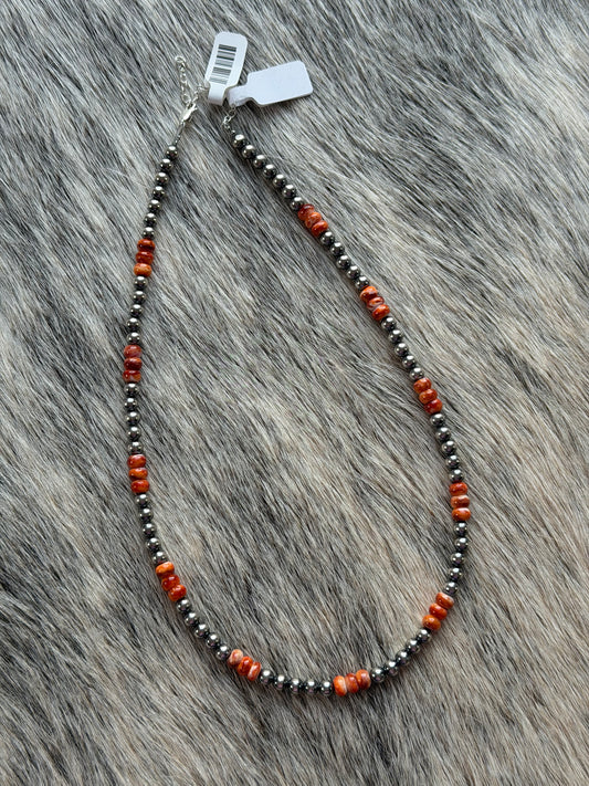 18" Orange Spiny Oyster Shell Necklace