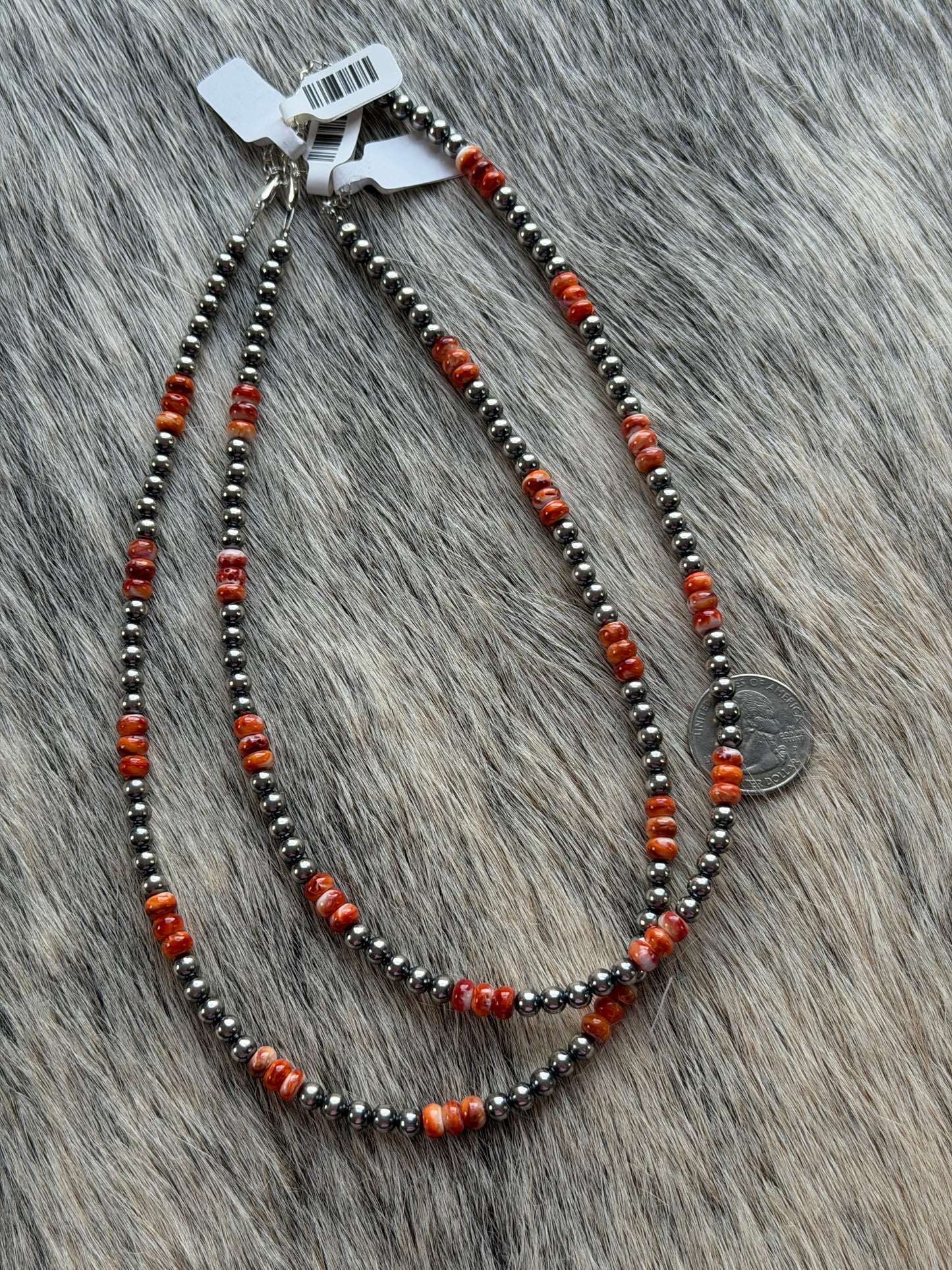 18" Orange Spiny Oyster Shell Necklace