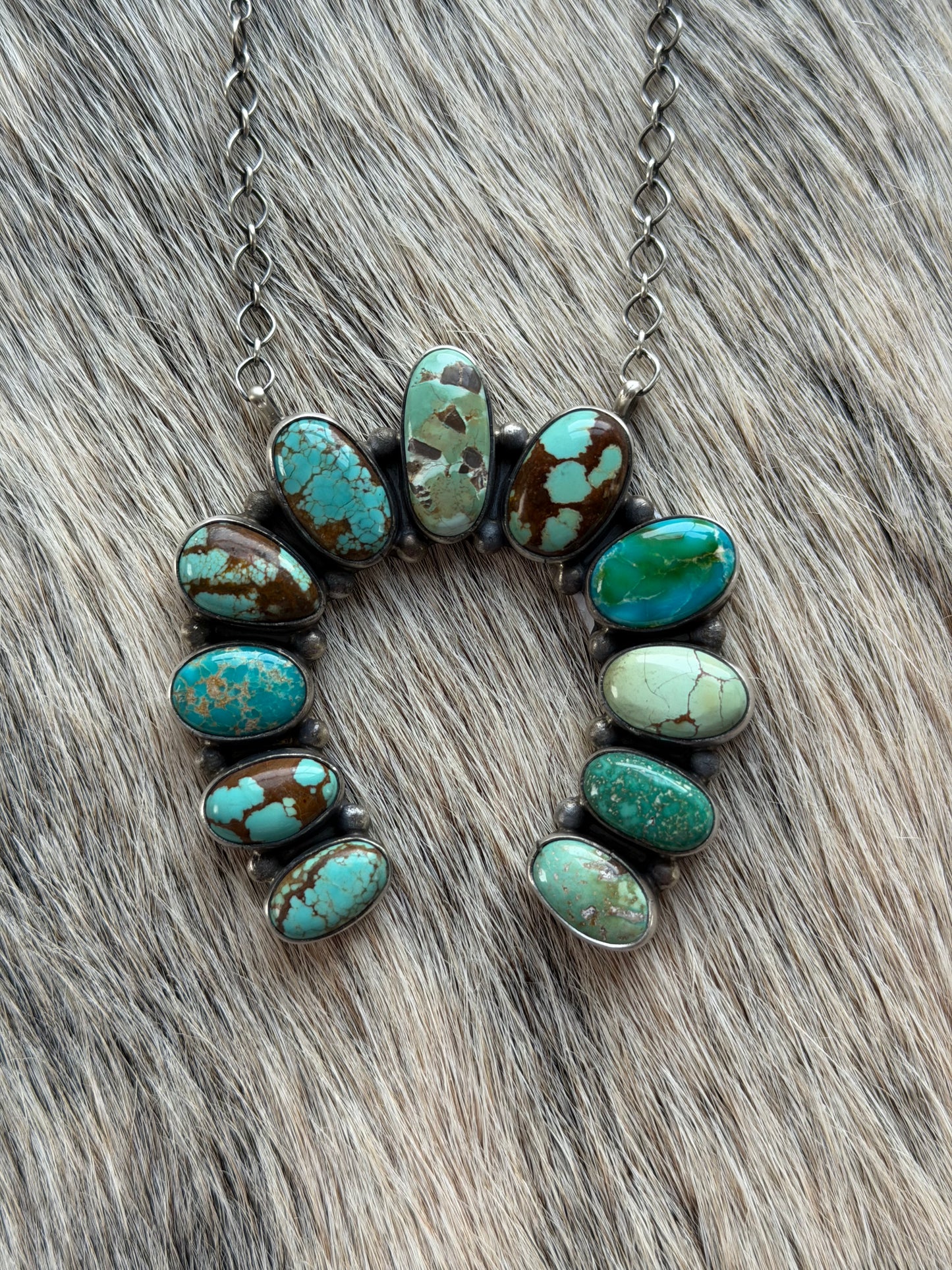 Mixed Turquoise Cluster Naja Necklace