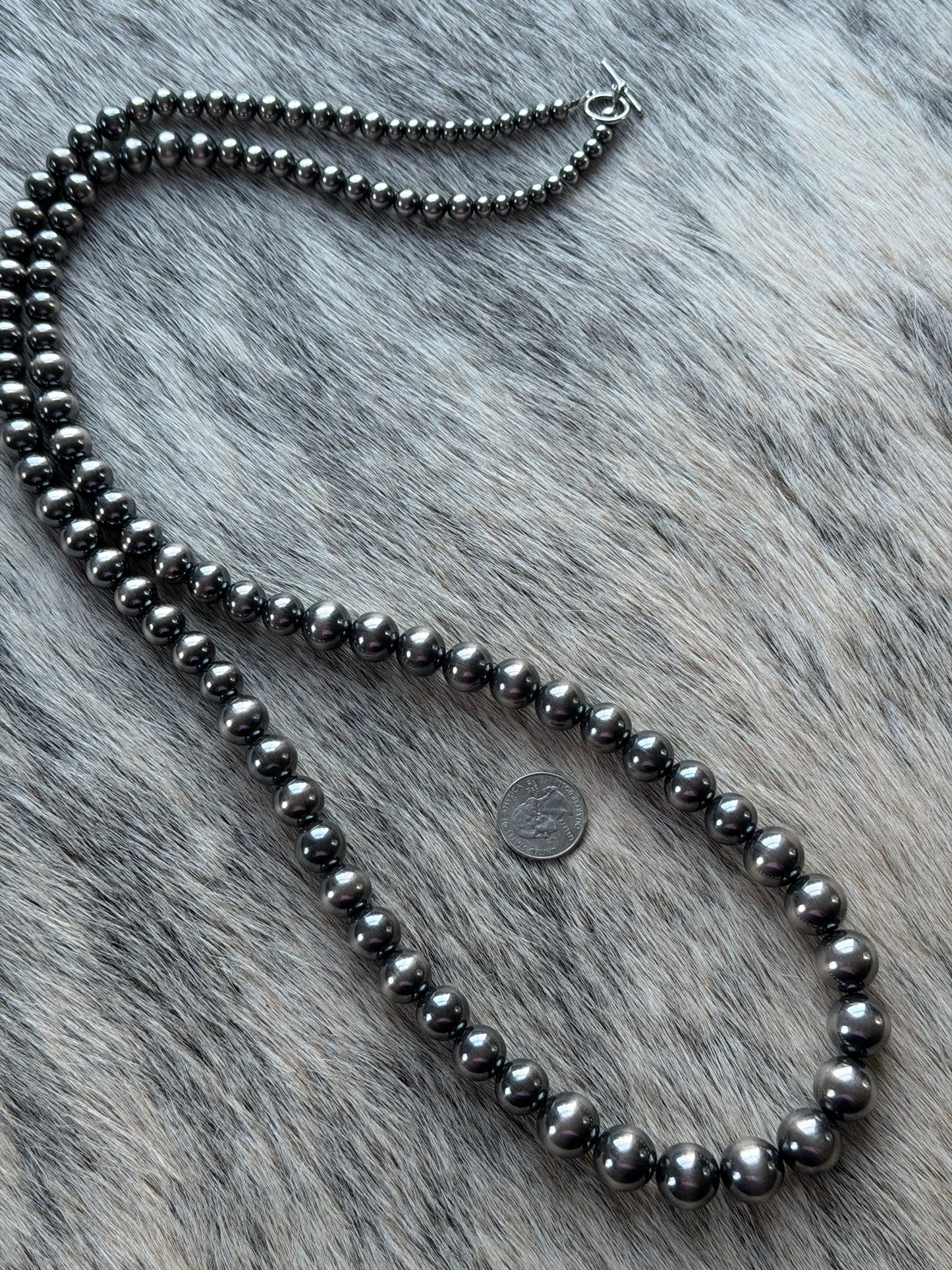 45" LONG 6mm-16mm Graduated Sterling Pearl Necklace