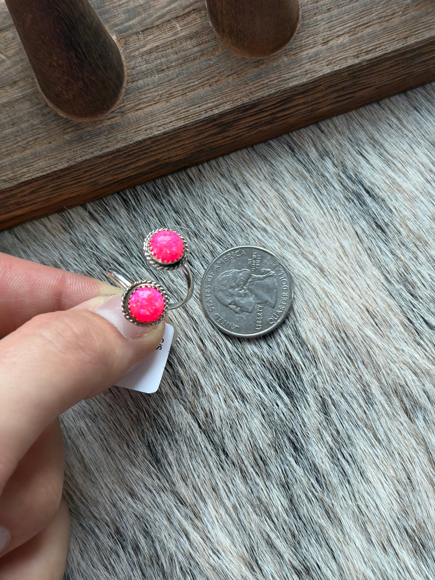 Adjustable Hot Pink Opal Wrap Ring