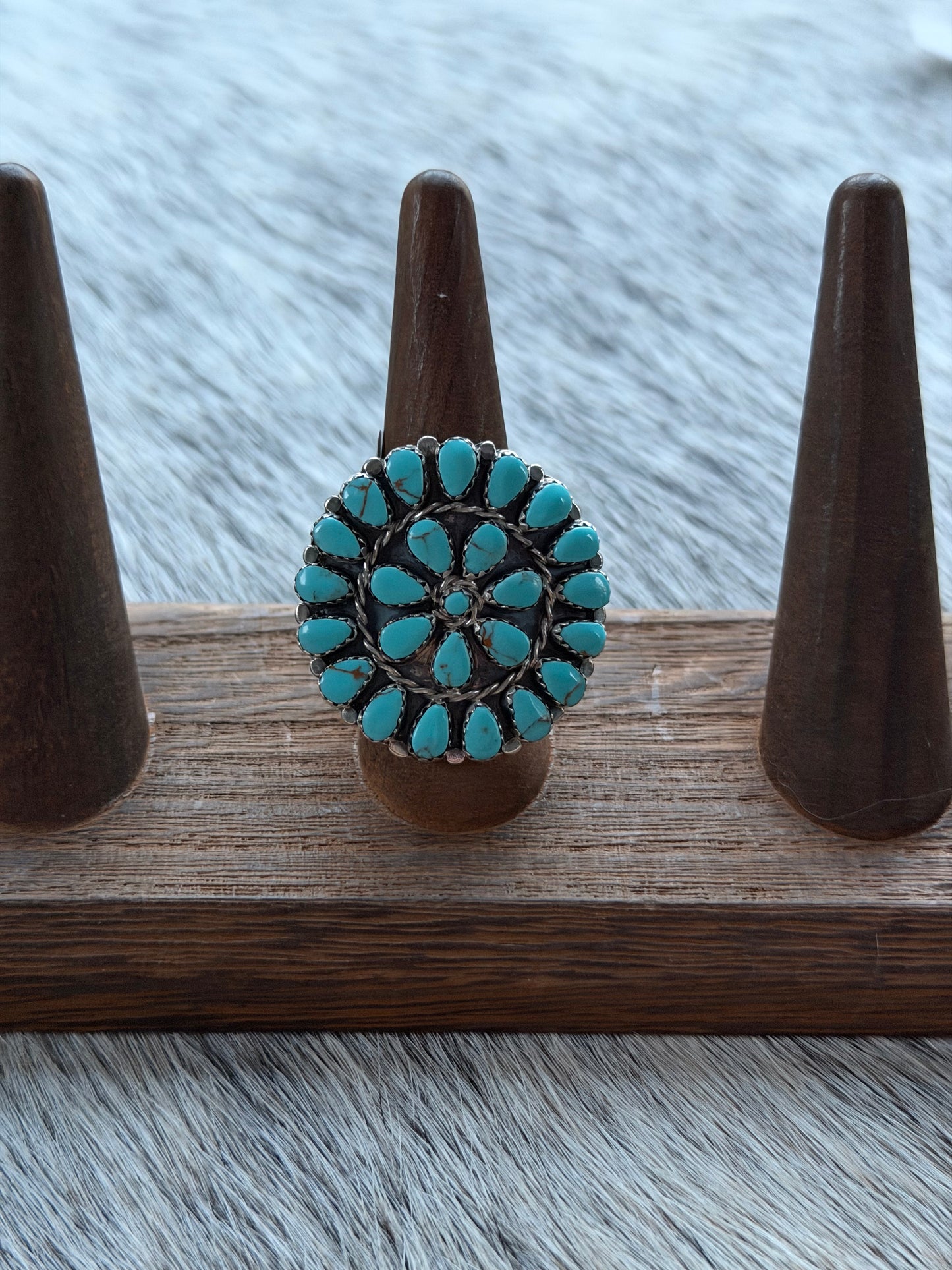 Size 9.5 Turquoise Cluster Ring